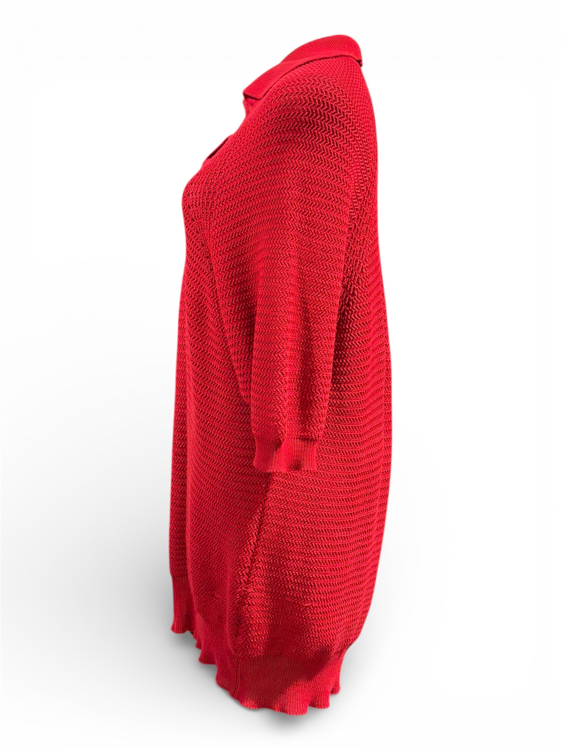 Chanel - Robe en crochet rouge sans manches T36