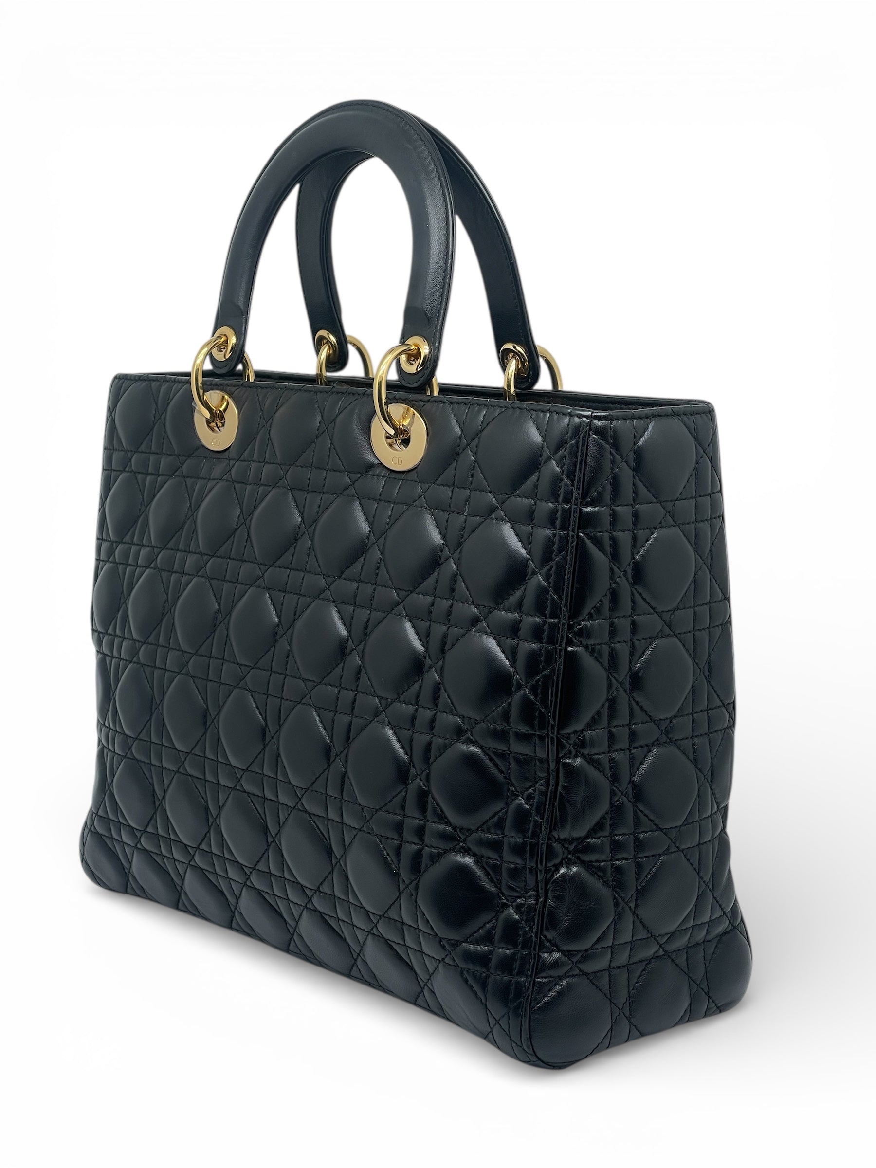 Dior - Sac Lady Dior en cuir d’agneau noir T.L
