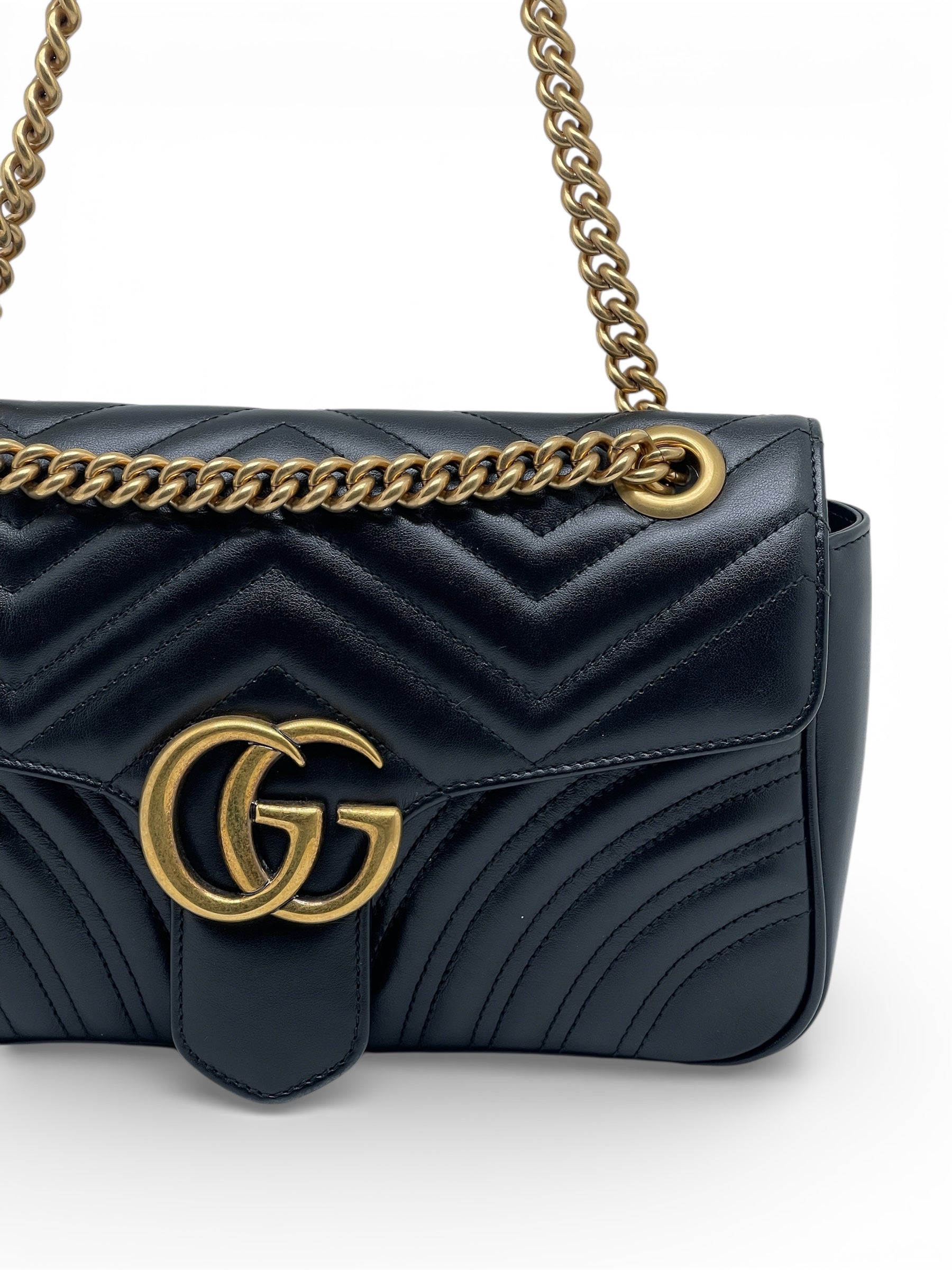 Gucci - Sac à main Marmont en cuir noir