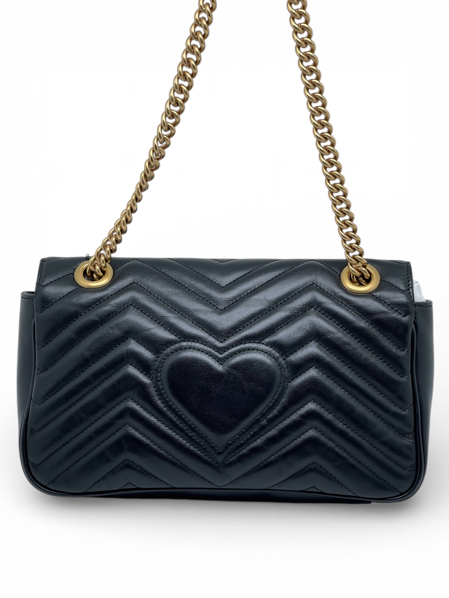 Gucci - Schwarze Marmont-Handtasche aus Leder