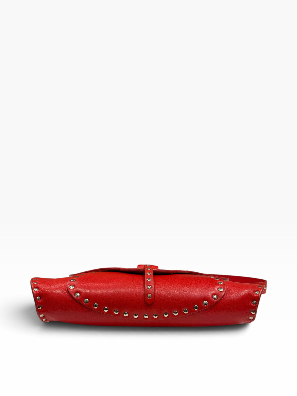 Céline - Borsa Le Poulbot in pelle rossa con borchie metalliche