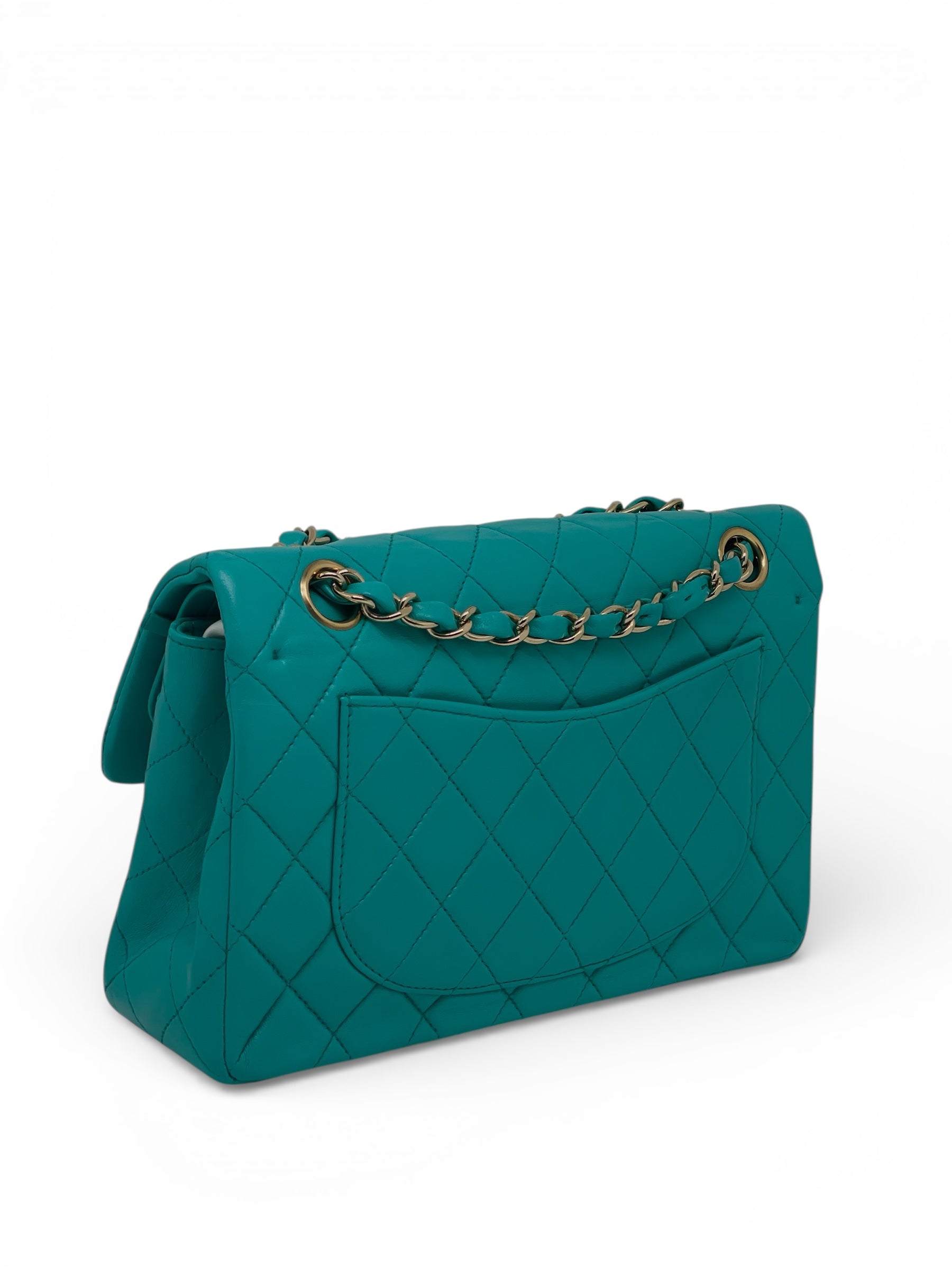 Chanel - Sac Timeless 23 en cuir d’agneau bleu turquoise