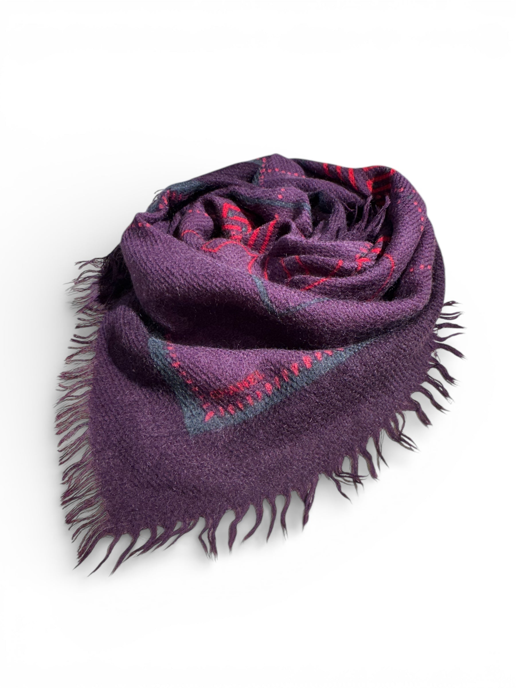 Chanel - Carré 90 CC en laine violet