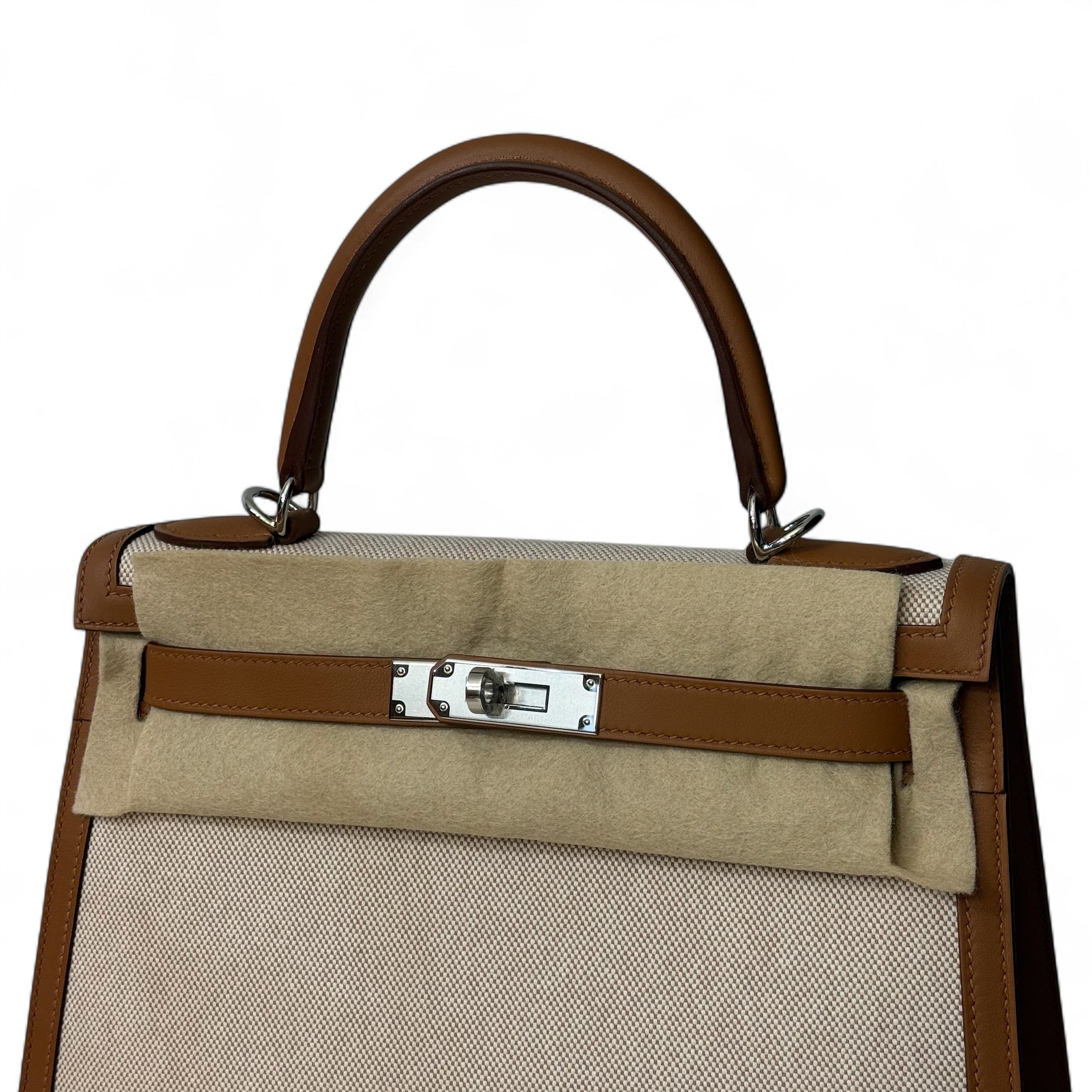 Hermès - Sac Kelly 28 cuir et toile