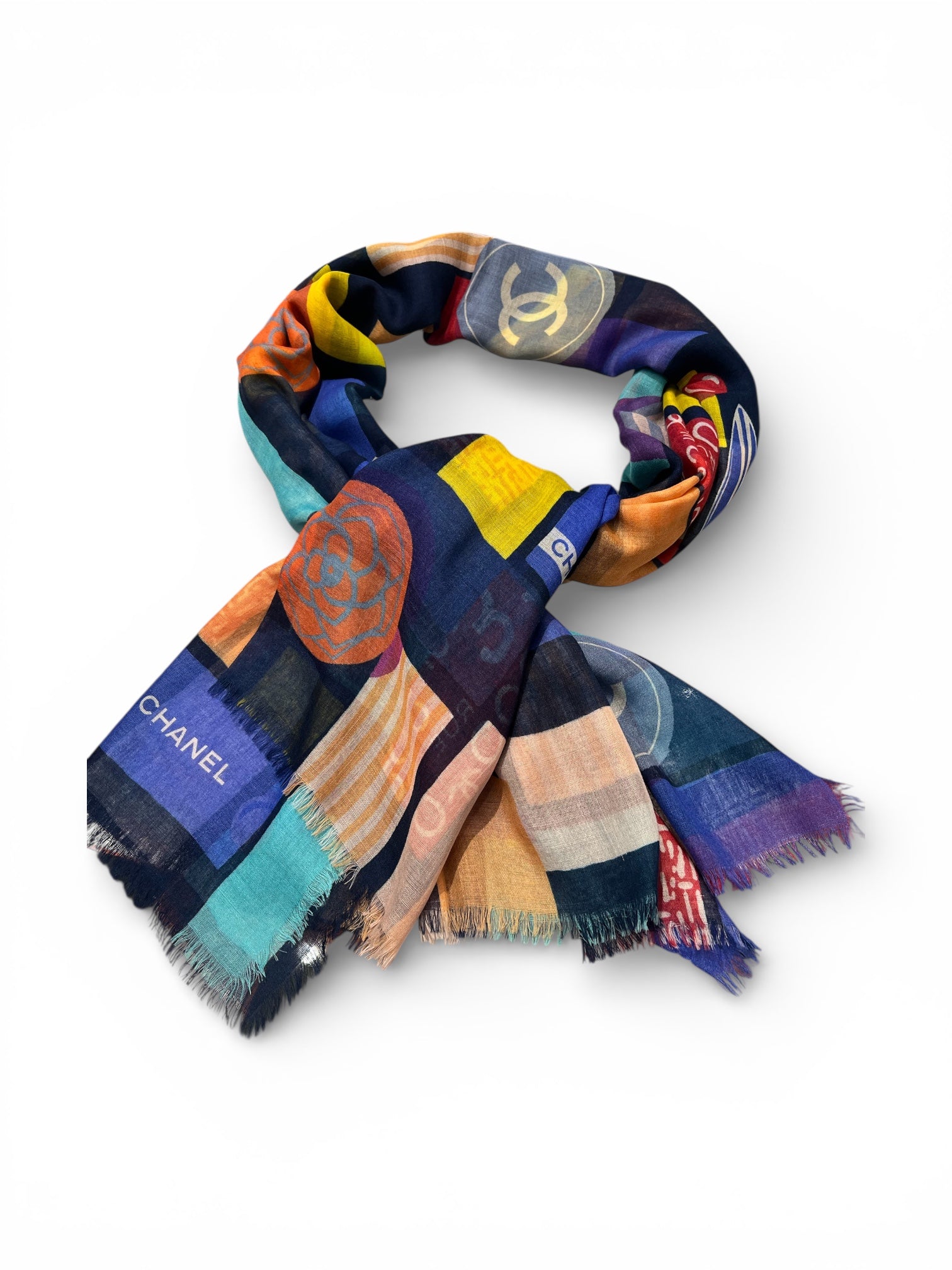 Chanel - Foulard coloré Coco Chanel en cachemire