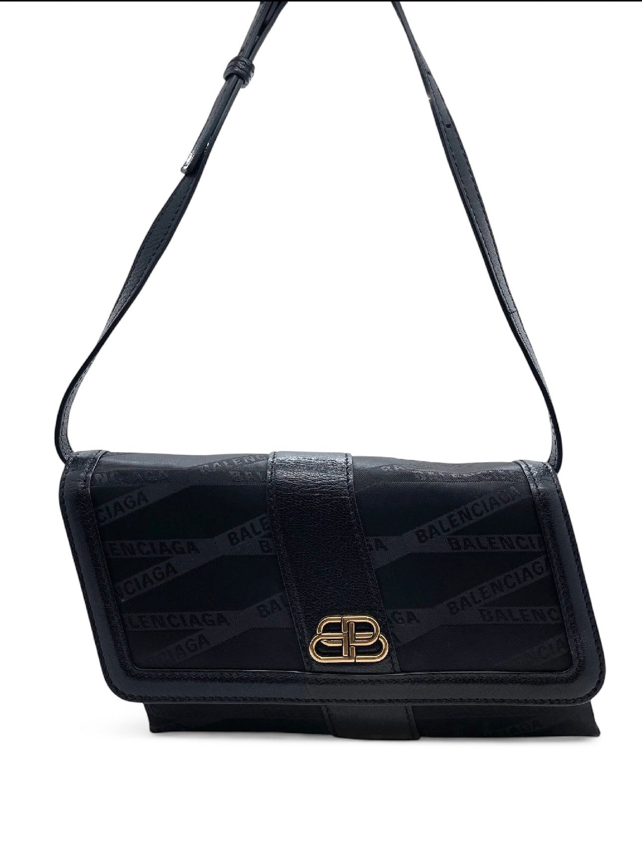 Balenciaga - Sac Shift en cuir et nylon noir