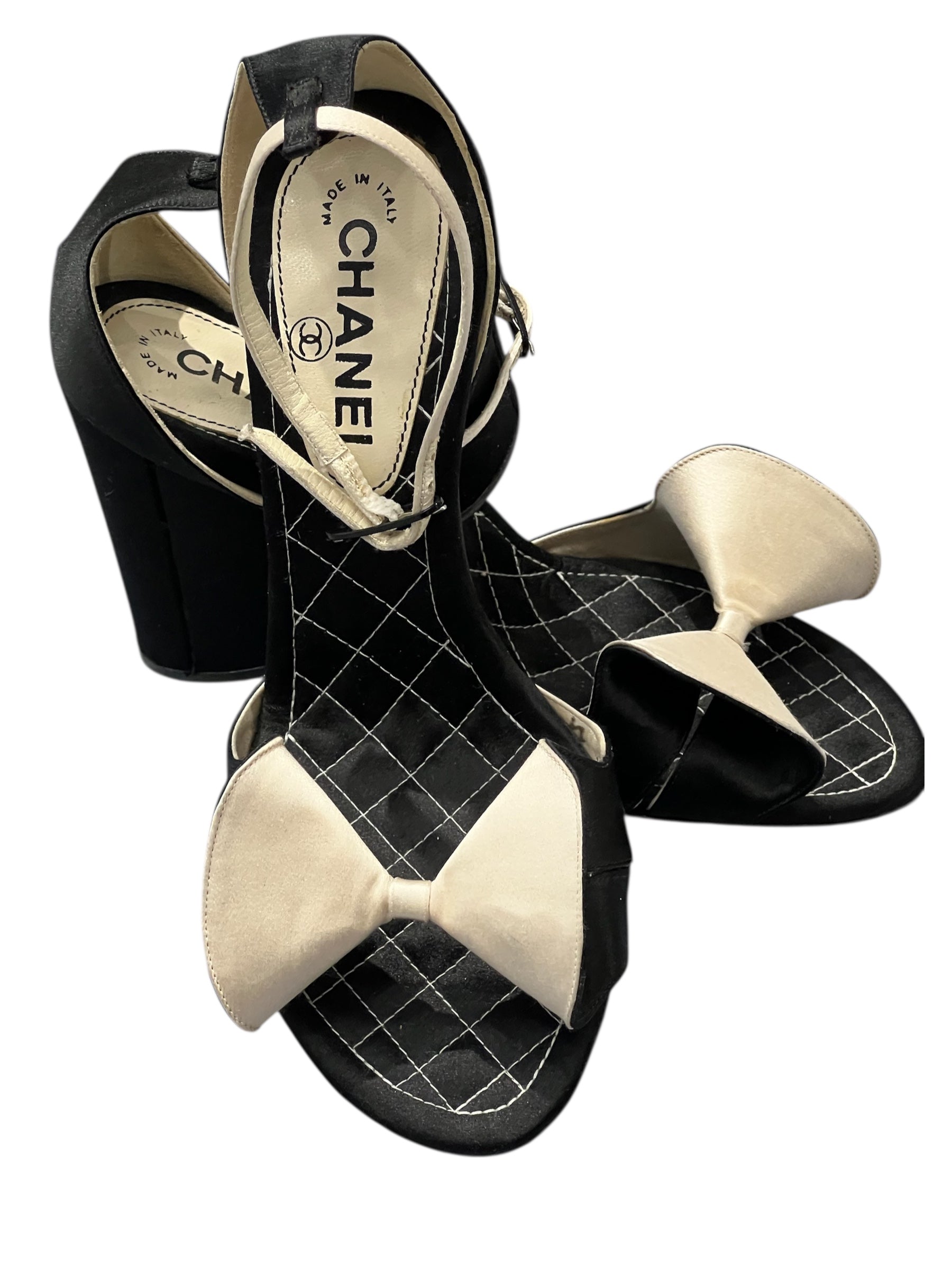 Chanel - Sandales spartiates en satin T38