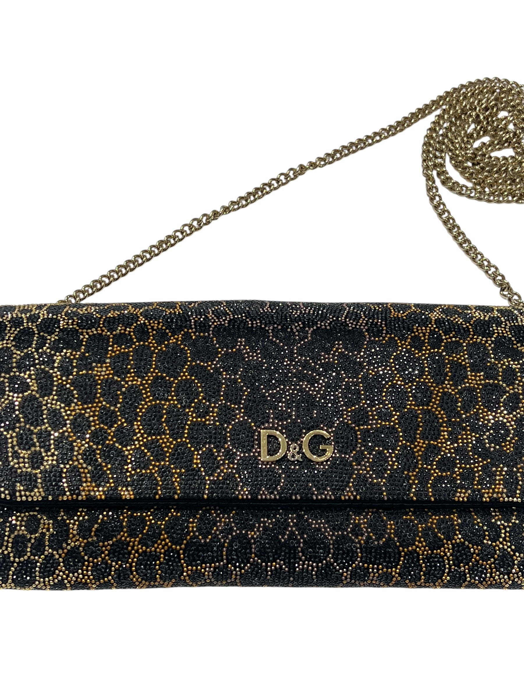 Dolce gabbana - pochette sur chaîne strass léopard