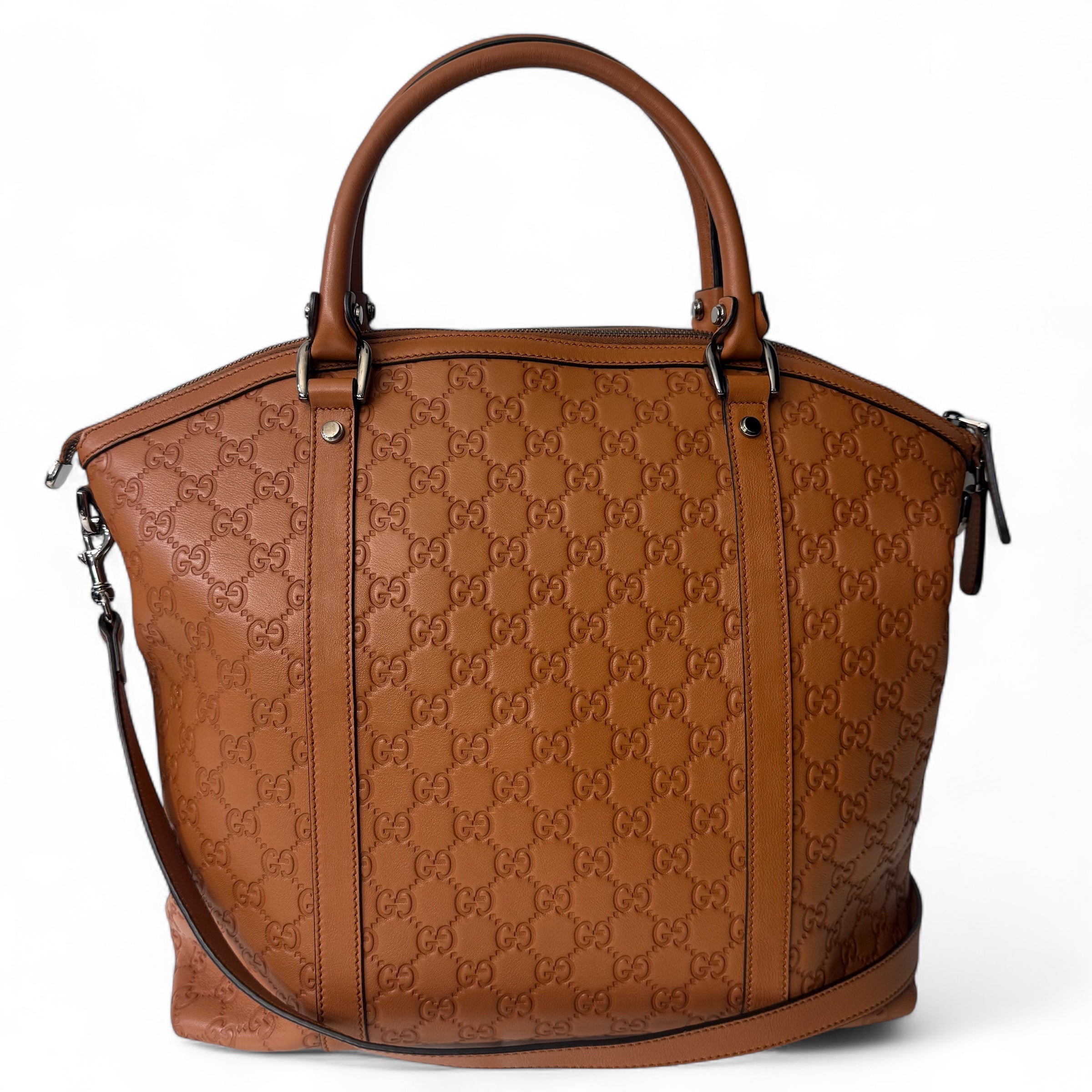 Gucci - Sac à main en cuir camel GG