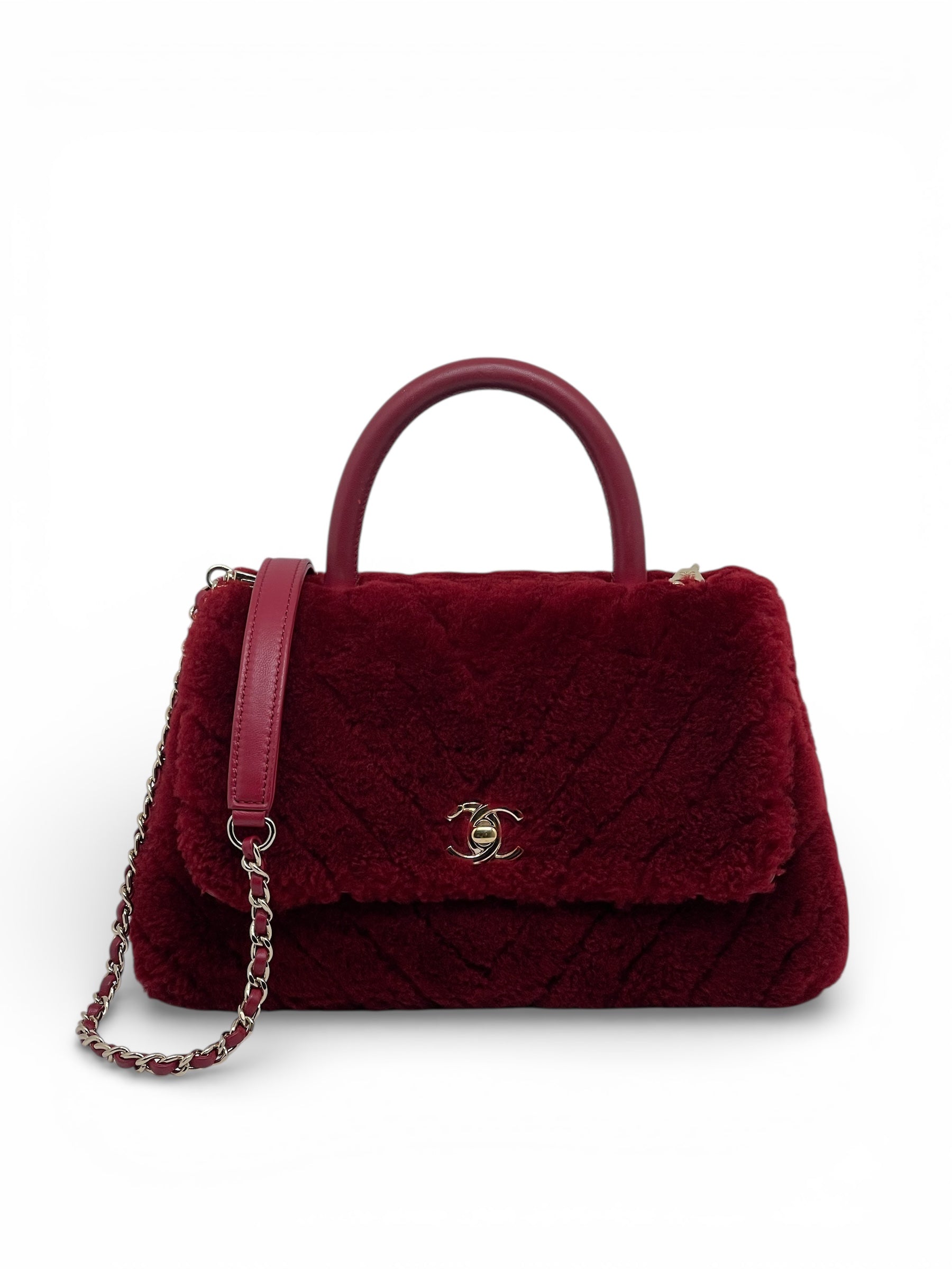 Chanel - Sac Coco Handle en laine Bordeaux