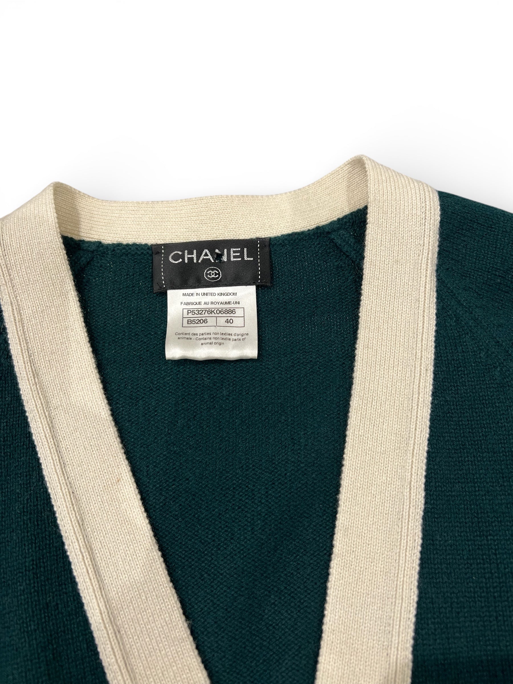 Chanel - Cardigan Vert en Cachemire T40 | Les Folies d’Eugénie