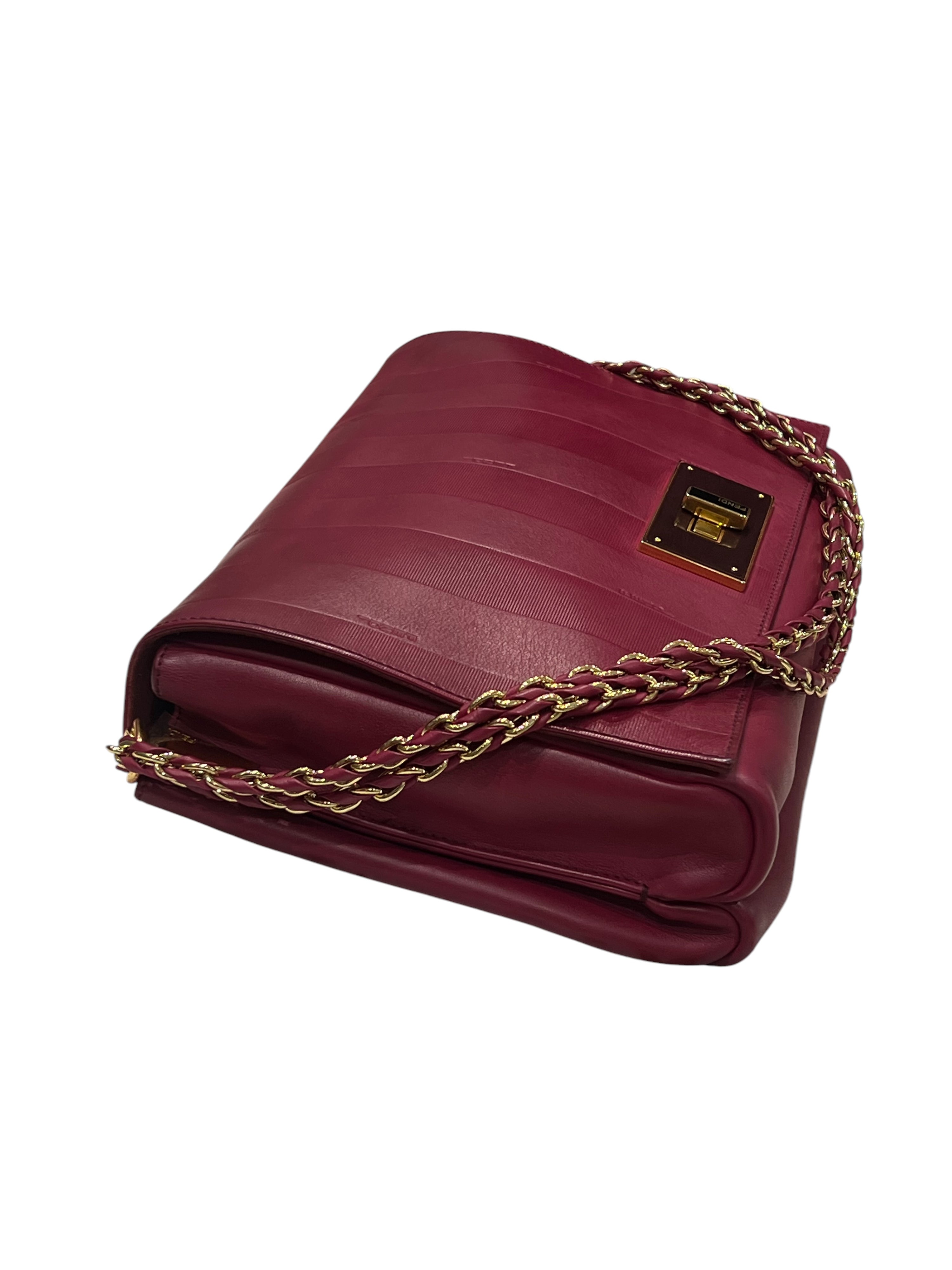FENDI - sac Claudia cuir bordeaux