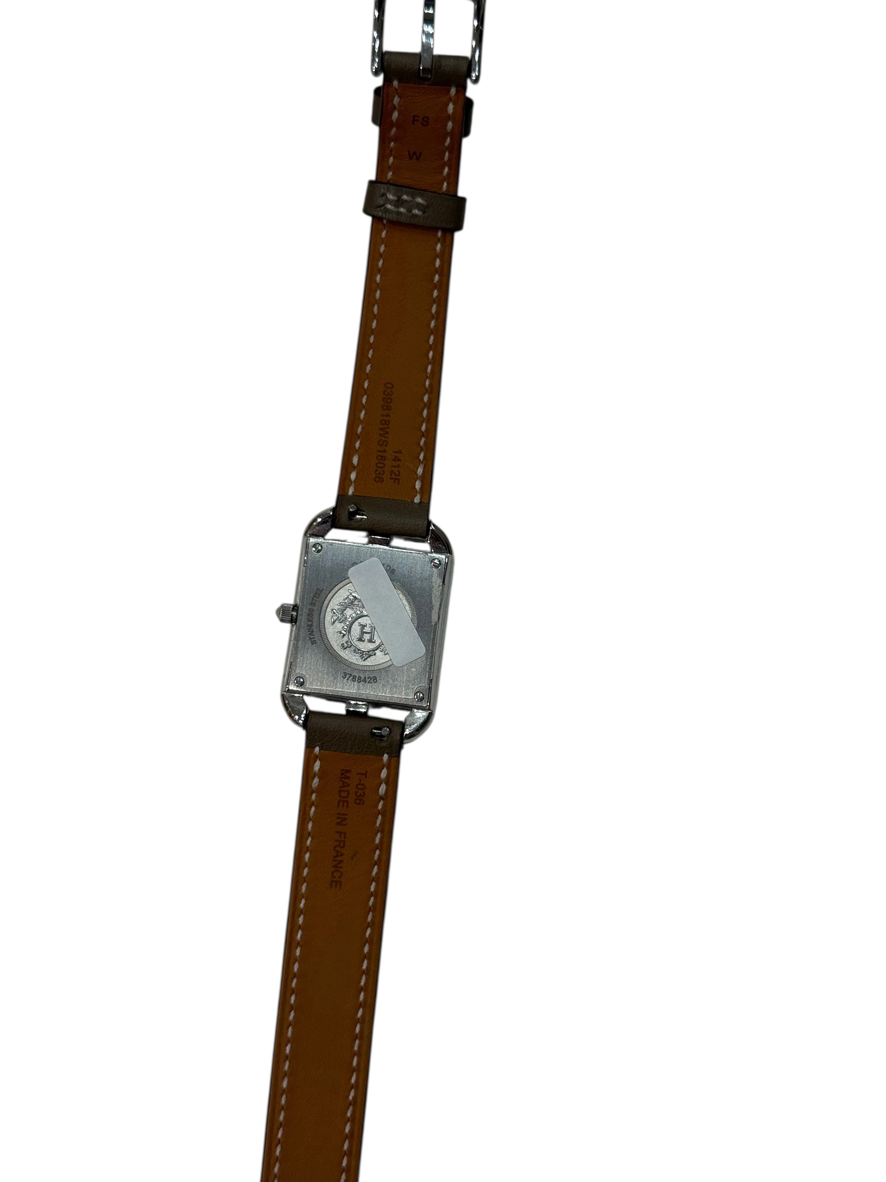 Hermès - Montre Cape Cod PM Double Tour en cuir de veau Swift couleur Étoupe