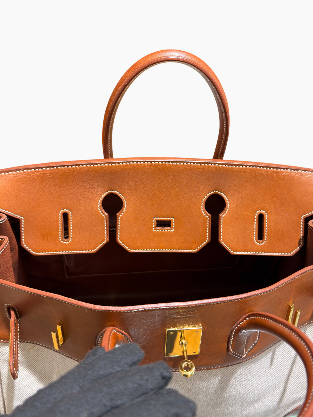 Hermès - Birkin 35 aus Segeltuch und Barénia-Leder