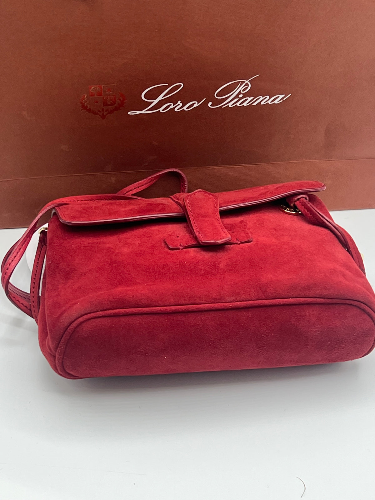 Loro Piana - Small red suede shoulder bag