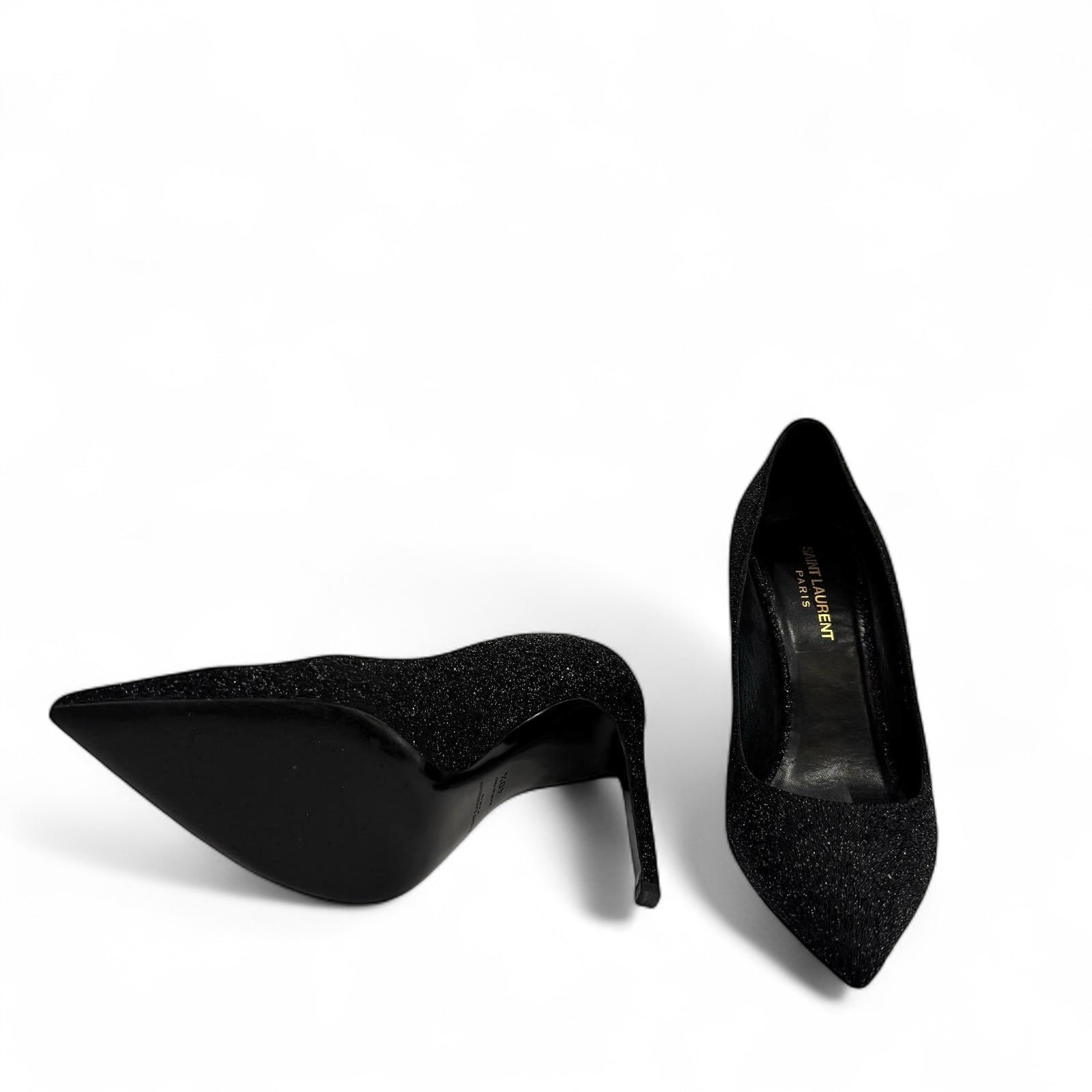 Saint - Laurent - Escarpins noirs à paillettes t.40 1/2