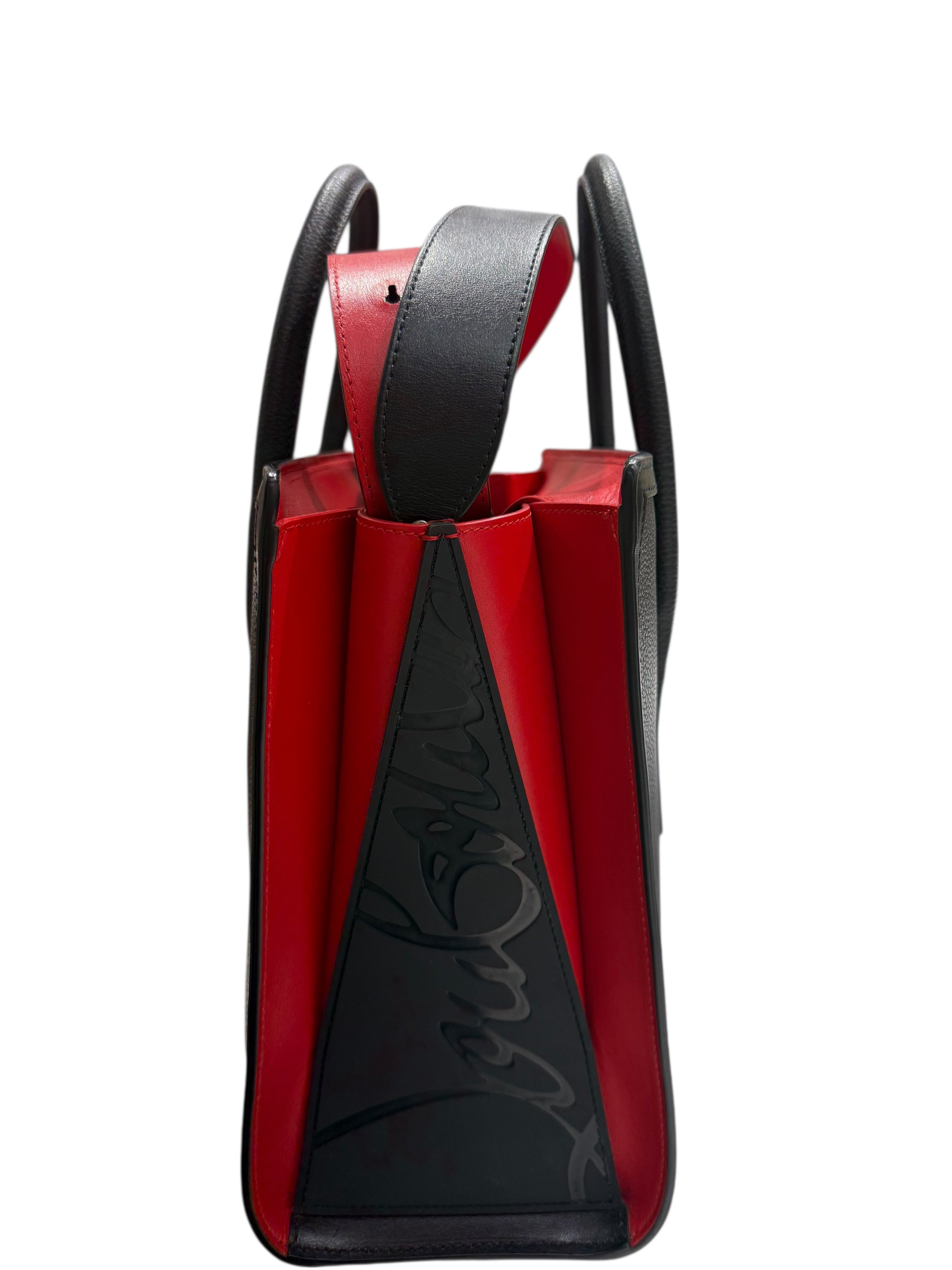 Louboutin - Sac cabas Paloma en cuir noir et rouge