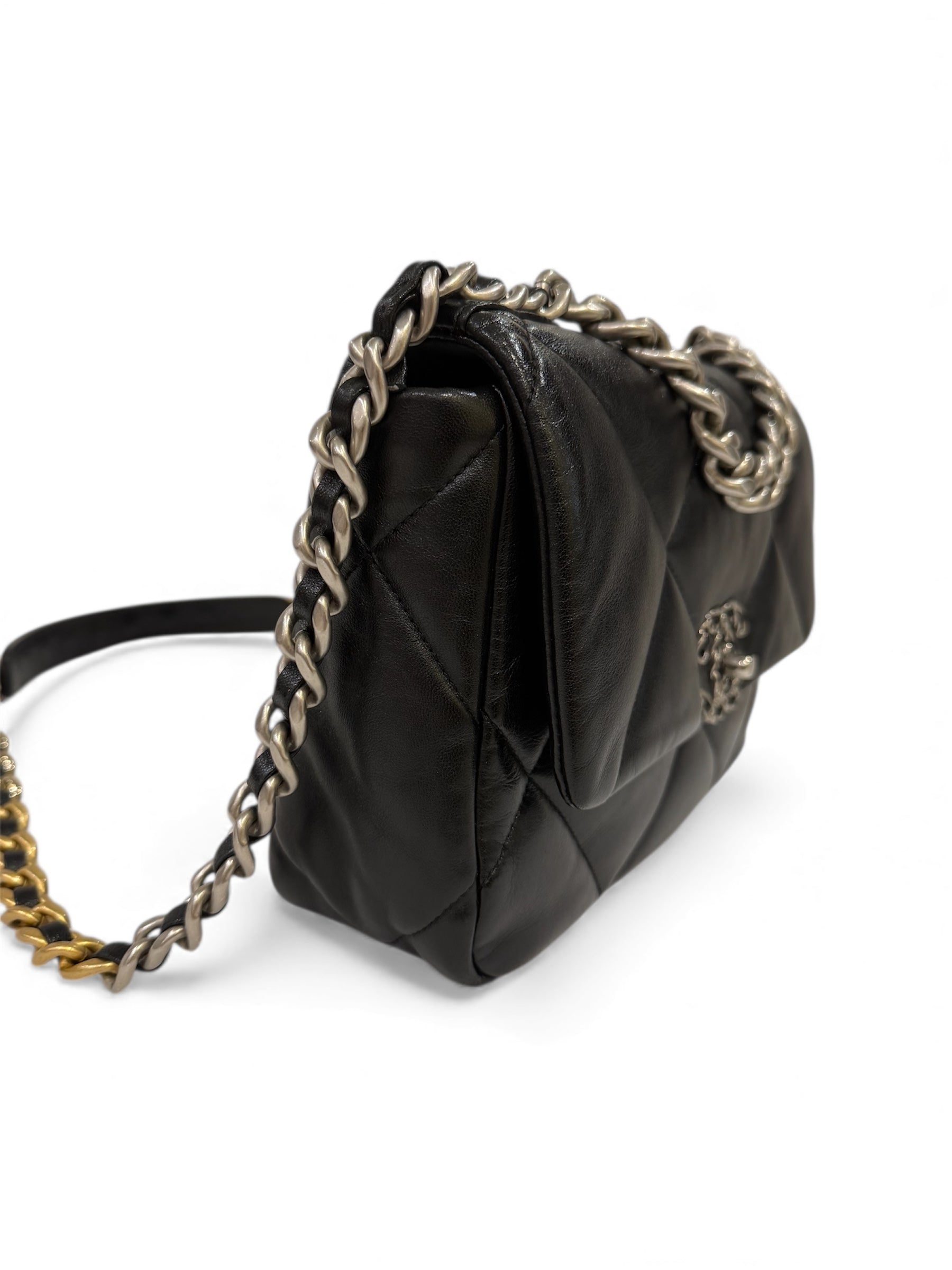 Chanel - Sac 19 fermoir argenté 26cm