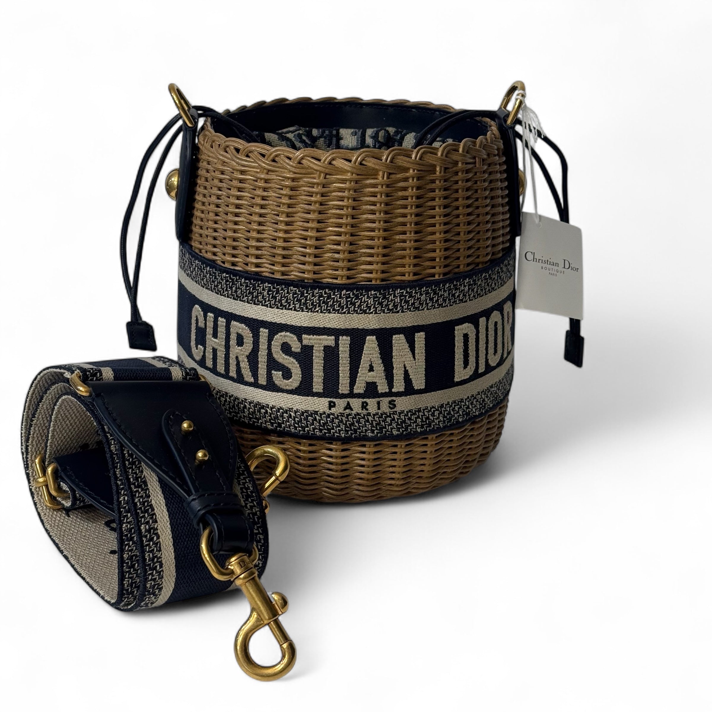 Dior - Panier osier oblique bleu