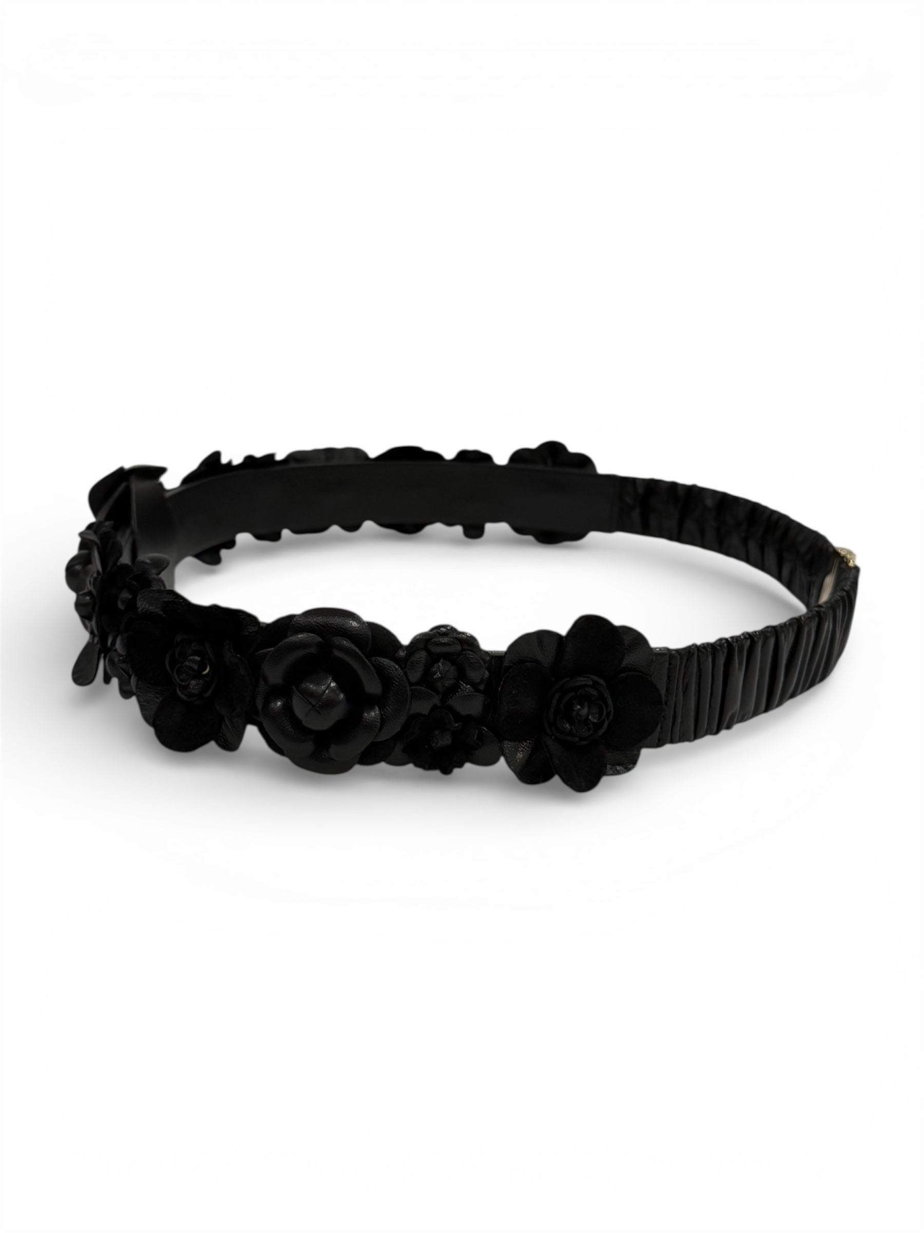 Chanel - cintura in pelle con camelie T.80