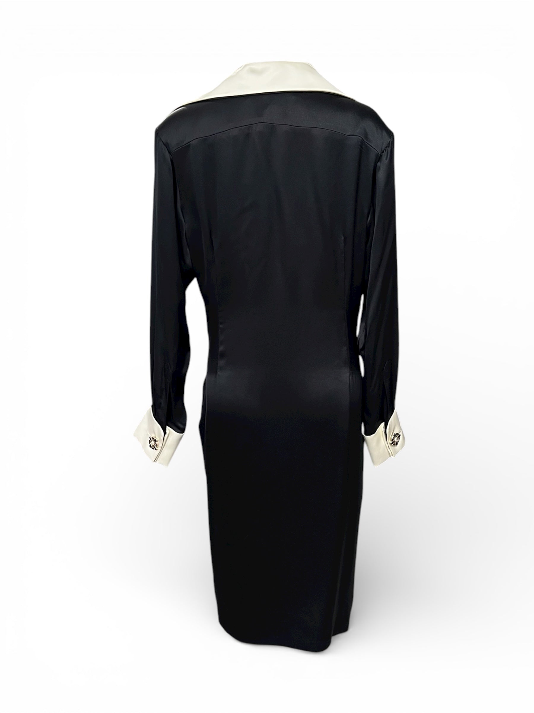 Chanel - Robe Robe longue noire et blanche T44
