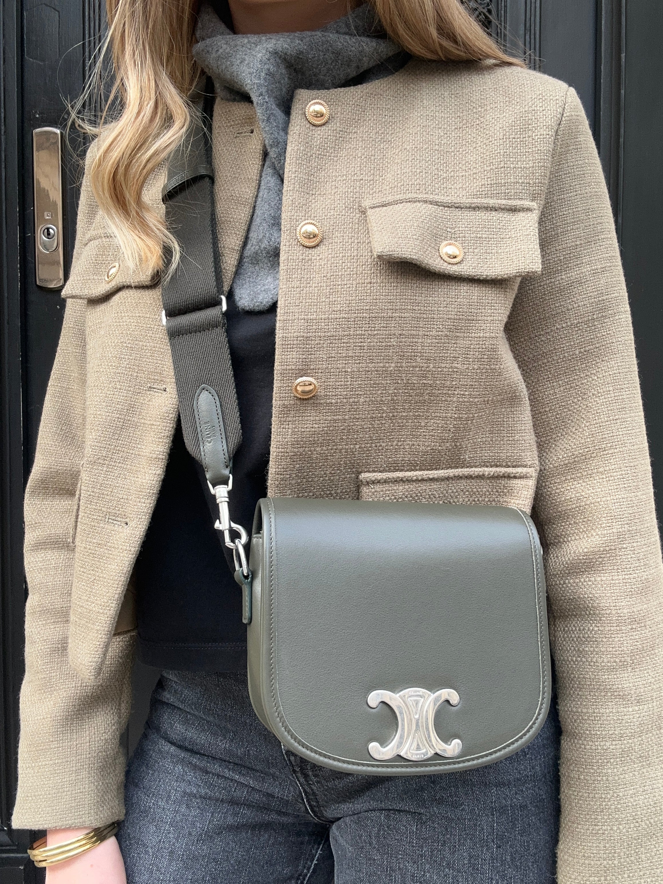 Céline - Sac Besace Triomphe vert kaki