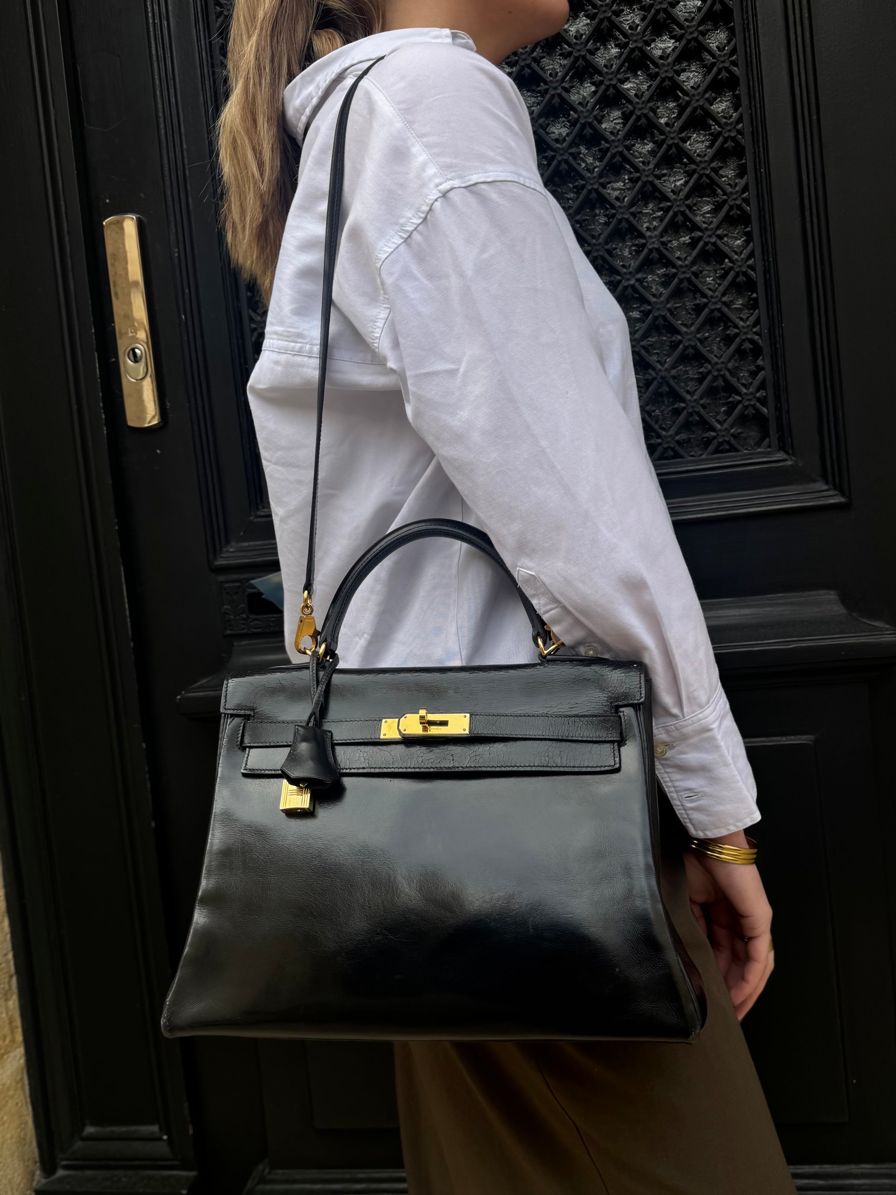 Hermès - Borsa Kelly 32 nera in box vintage
