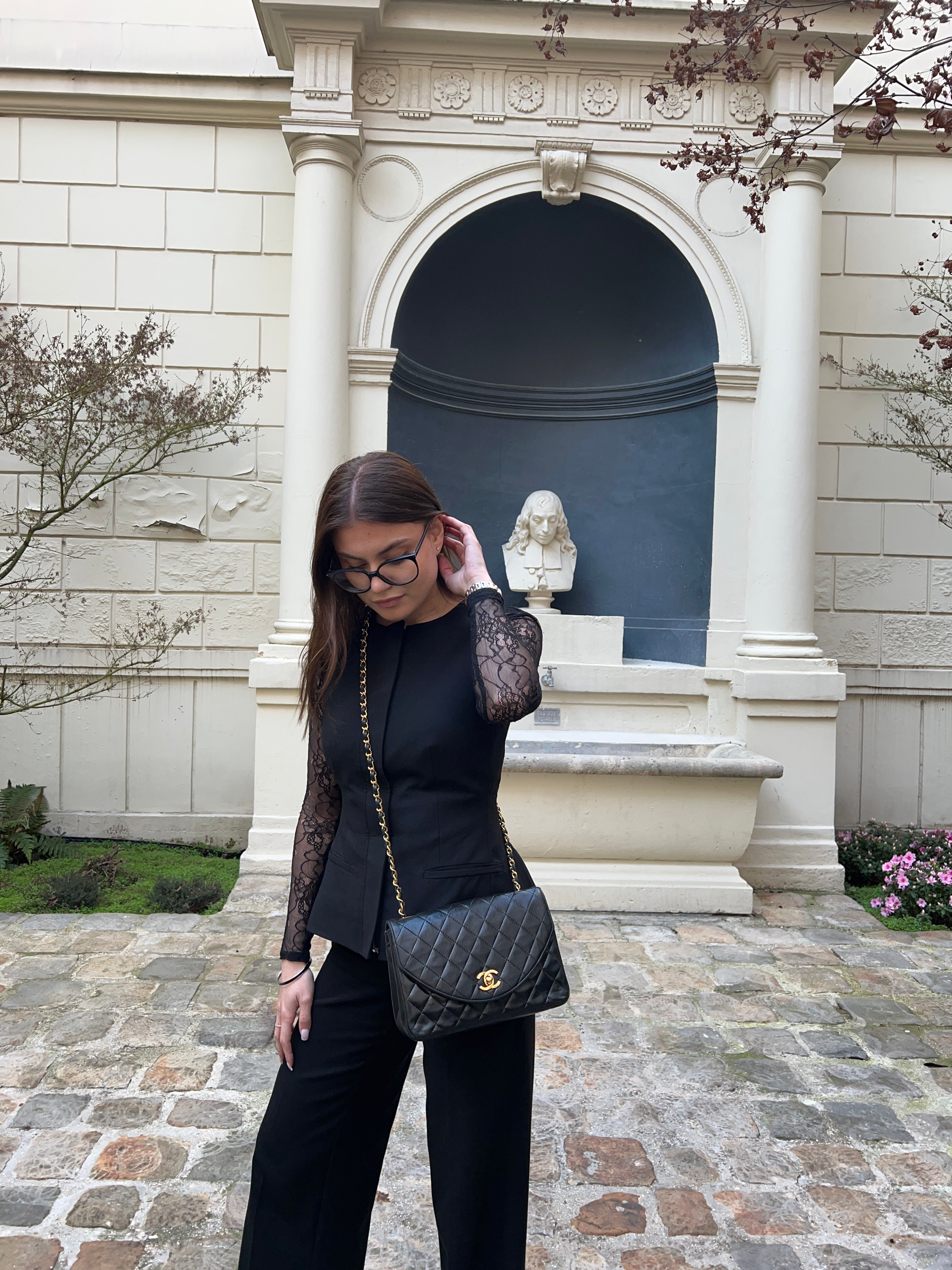 Chanel - Sac à Main Noir En Cuir d’Agneau | Les Folies d’Eugénie