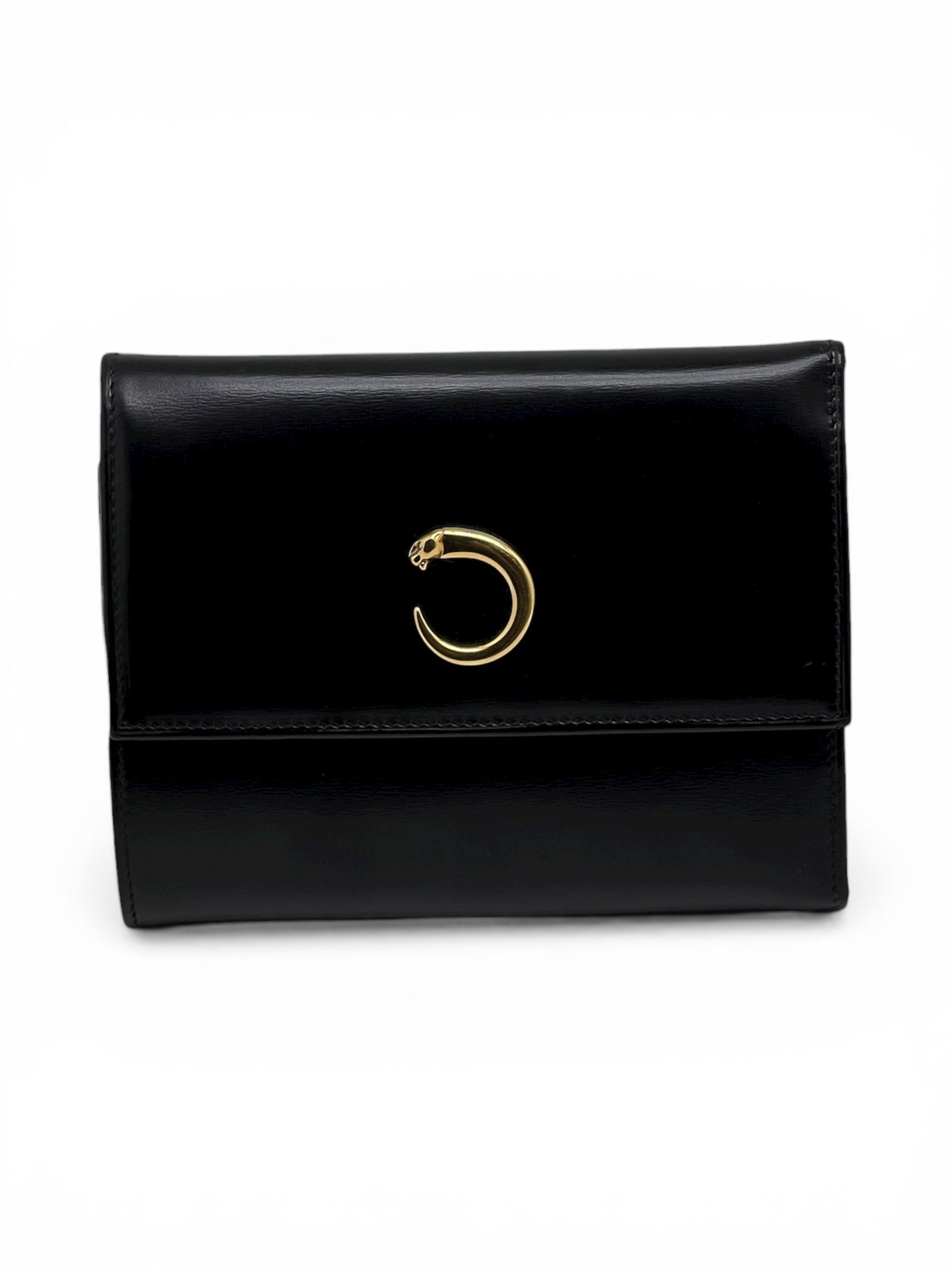 Cartier Petite Portefeuille En Cuir Noir Vintage | Les Folies d’Eugénie