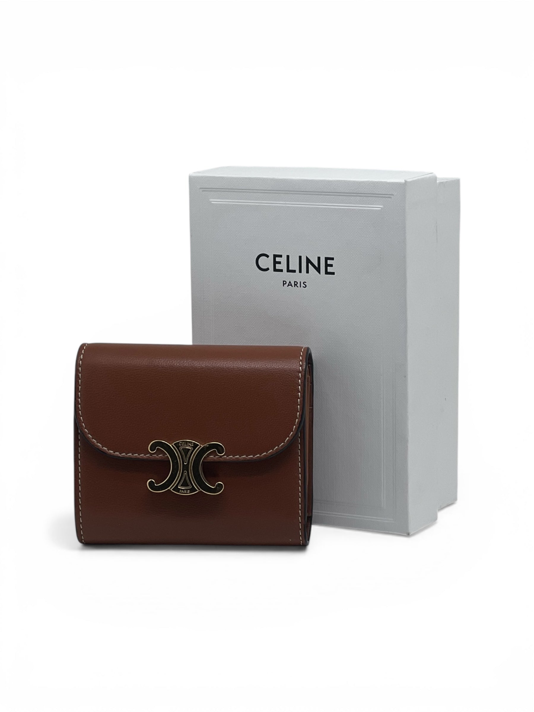 Céline Petit Portefeuille Triomphe Agneau Lisse Satiné | Les Folies d’Eugénie