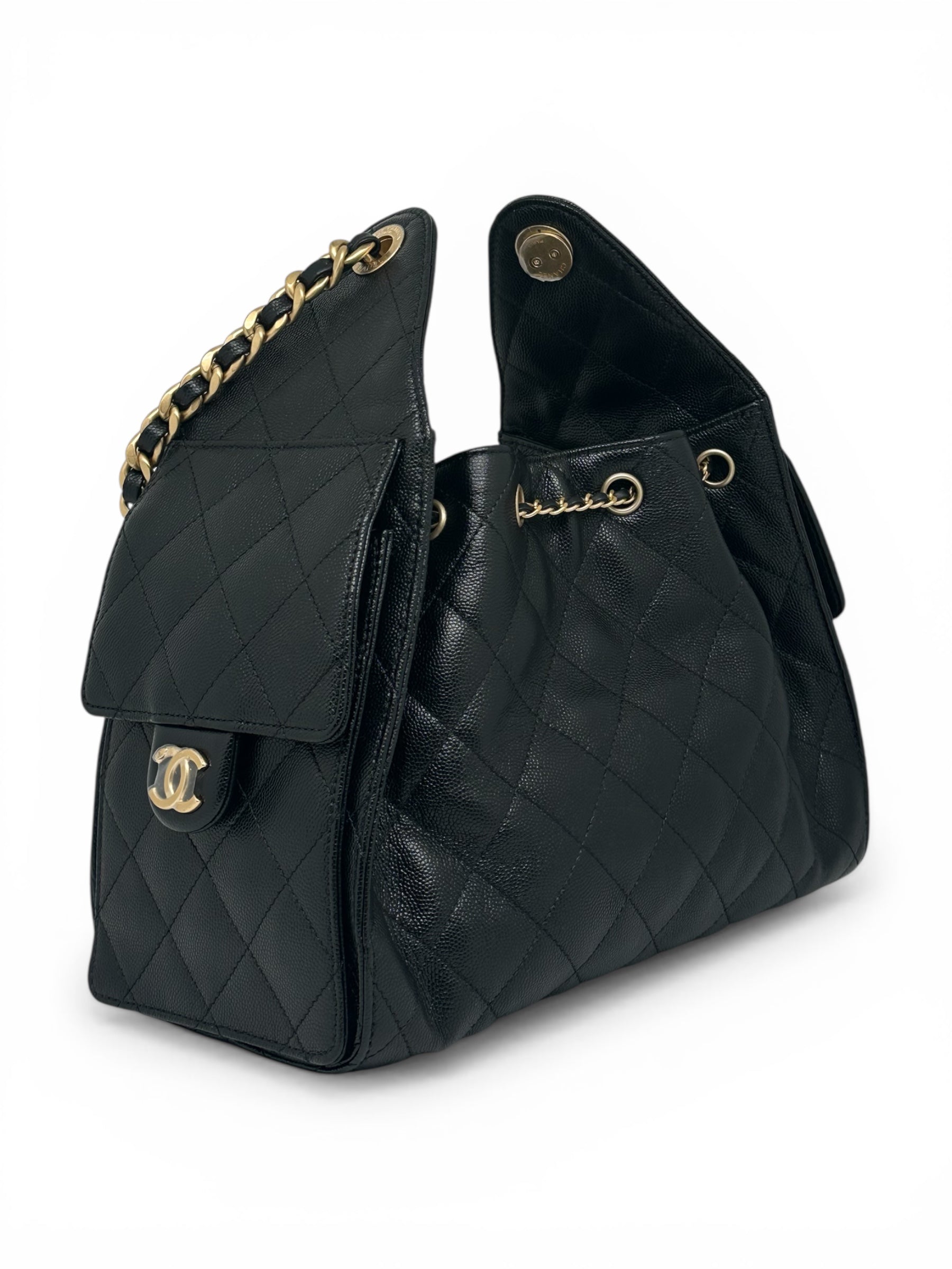Sac Chanel 25 Cuir Grainé Noir | Les Folies d’Eugénie