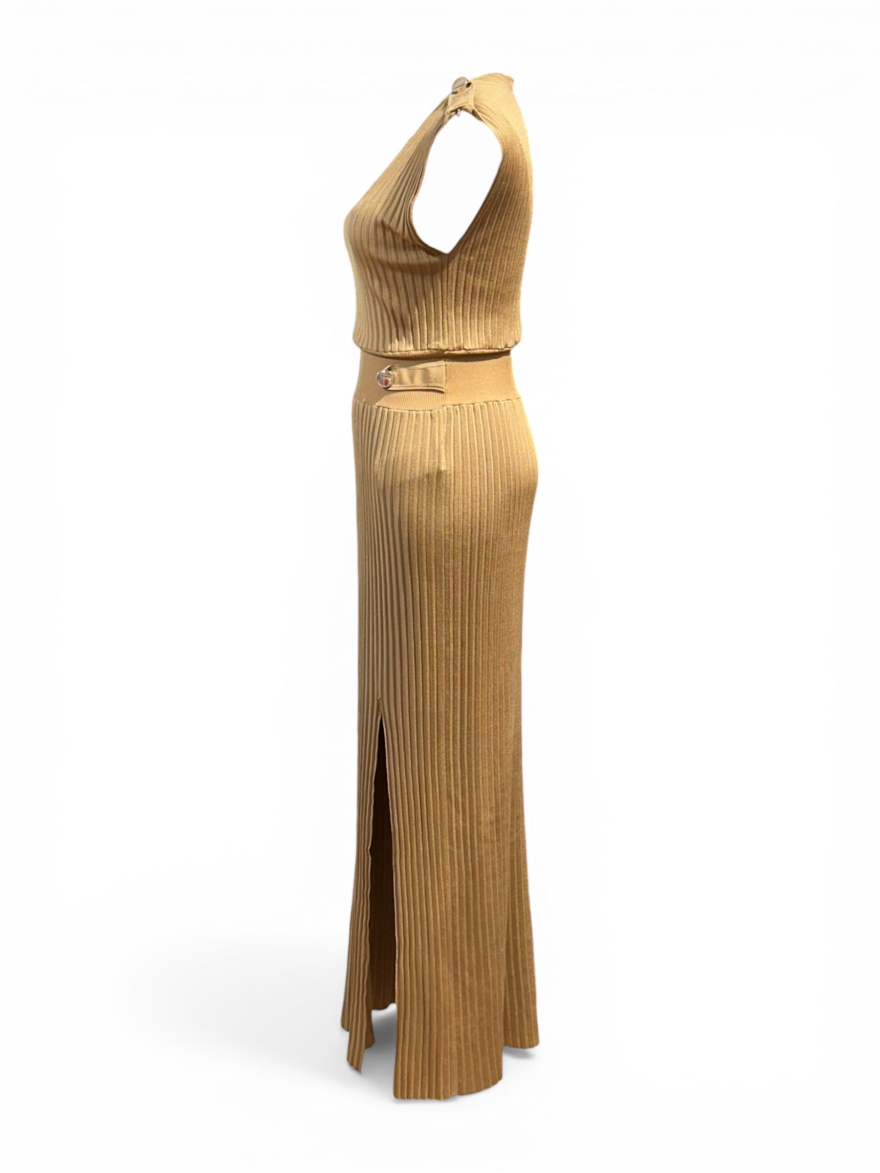 Claudie Pierlot Robe Longue Doré T36 | Les Folies d’Eugénie
