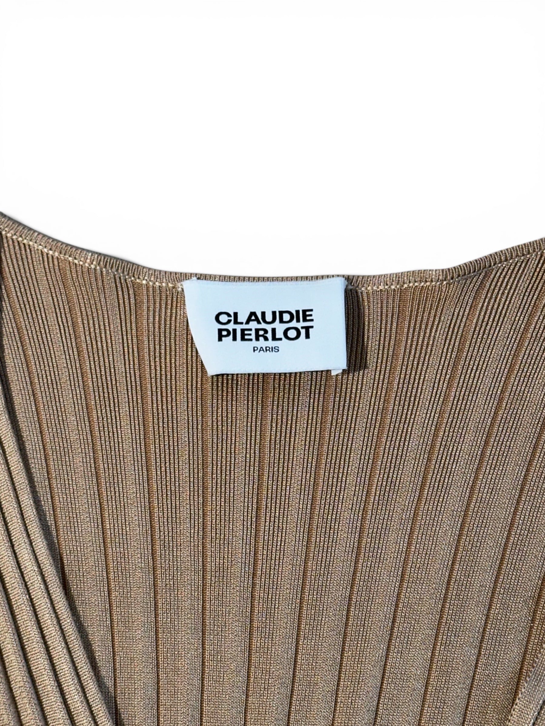 Claudie Pierlot Robe Longue Doré T36 | Les Folies d’Eugénie