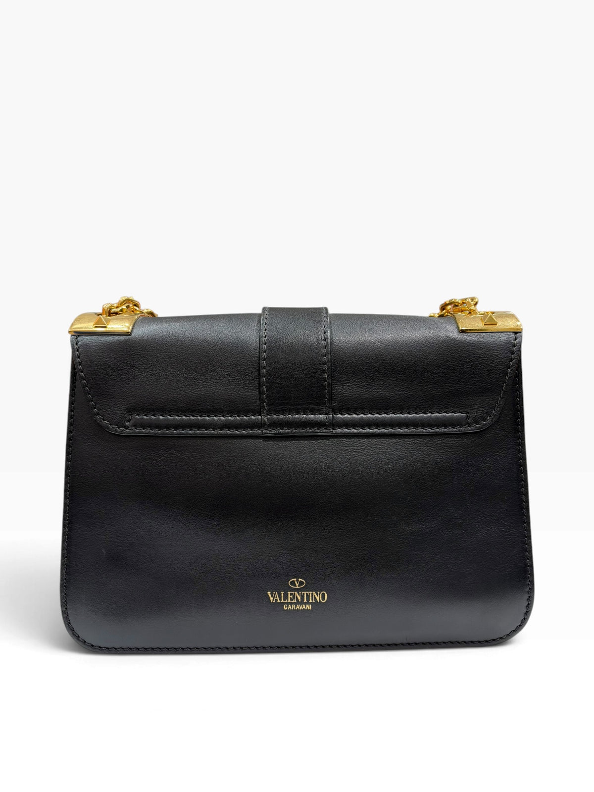 Valentino - Sac B-Rockstud Flap en cuir de veau noir