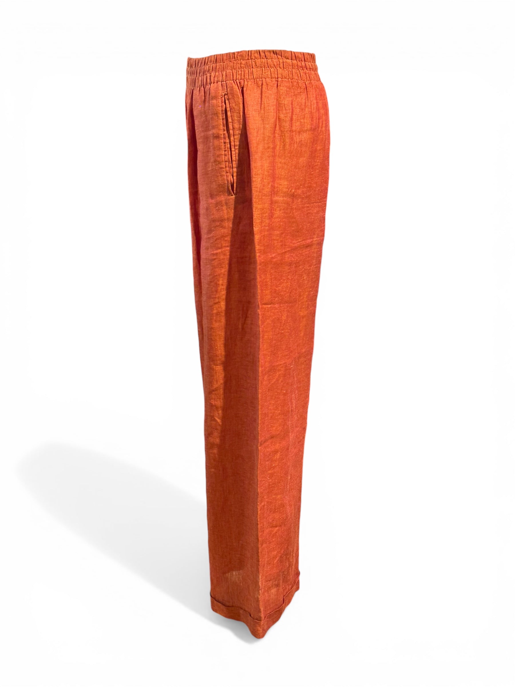 Saint Laurent Pantalon en Lin Terracota T38 | Les Folies d’Eugénie
