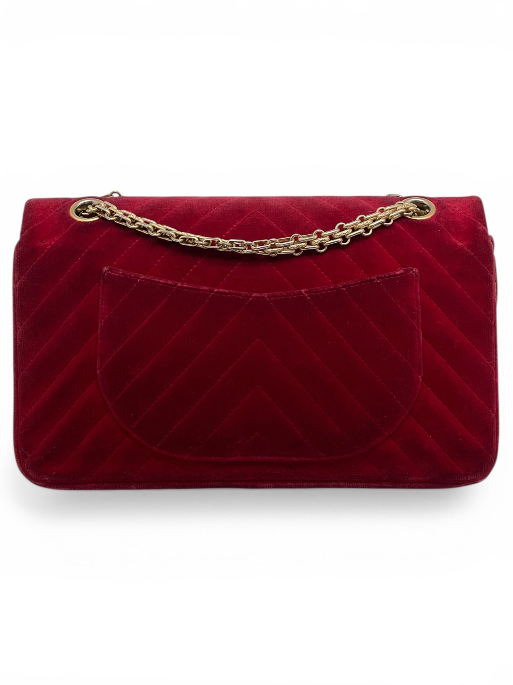 Sac Chanel 2.55 25 en Velours Rouge | Les Folies d’Eugénie