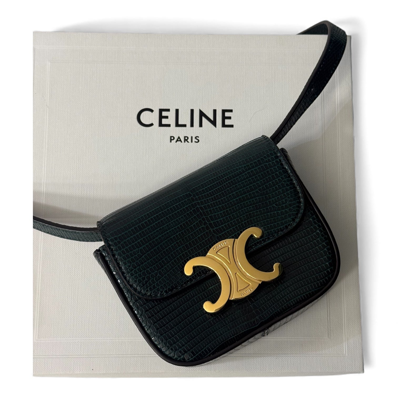 Celine - Mini borsa Triomphe in pelle di lucertola
