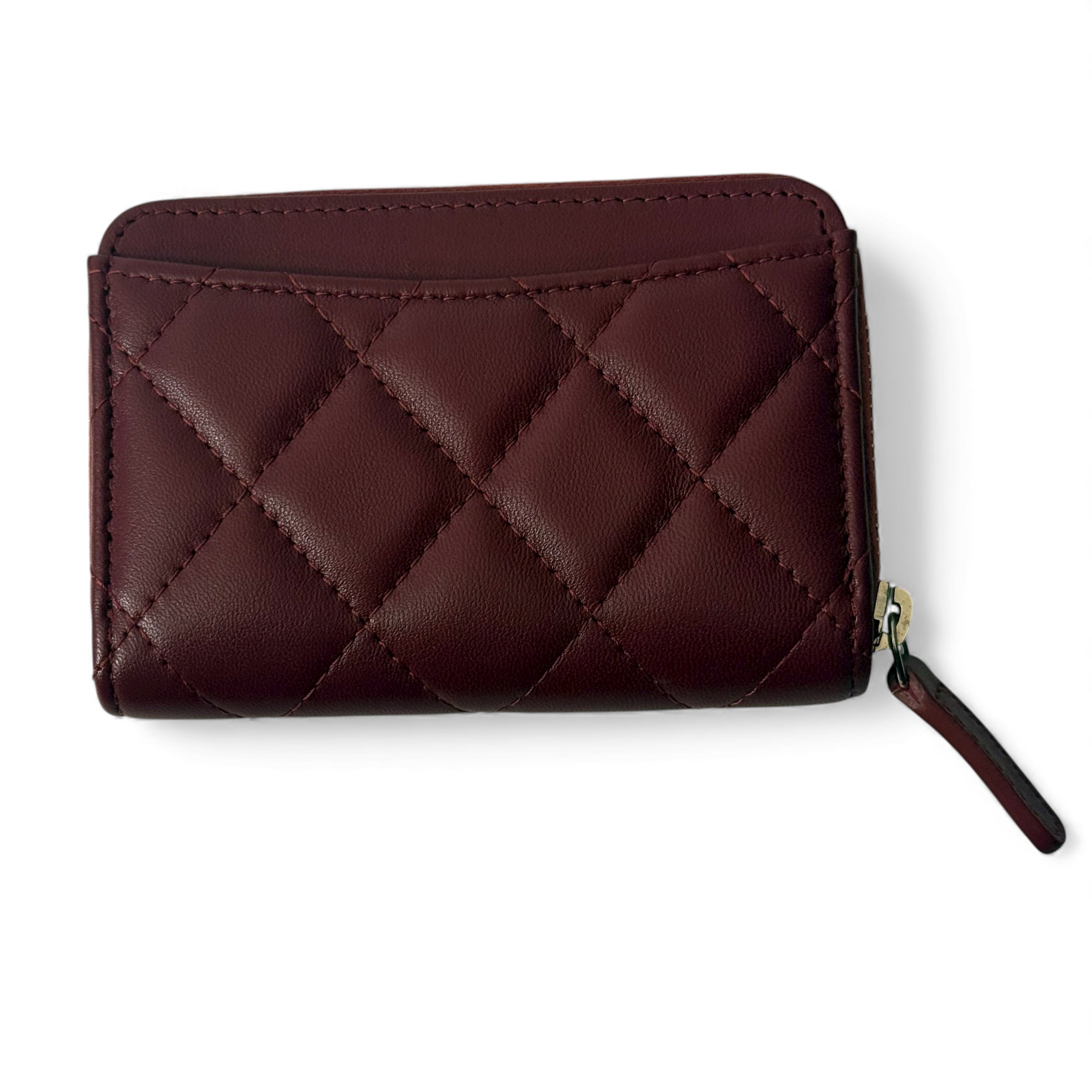 Chanel - Porte monnaie en cuir d’agneau bordeaux