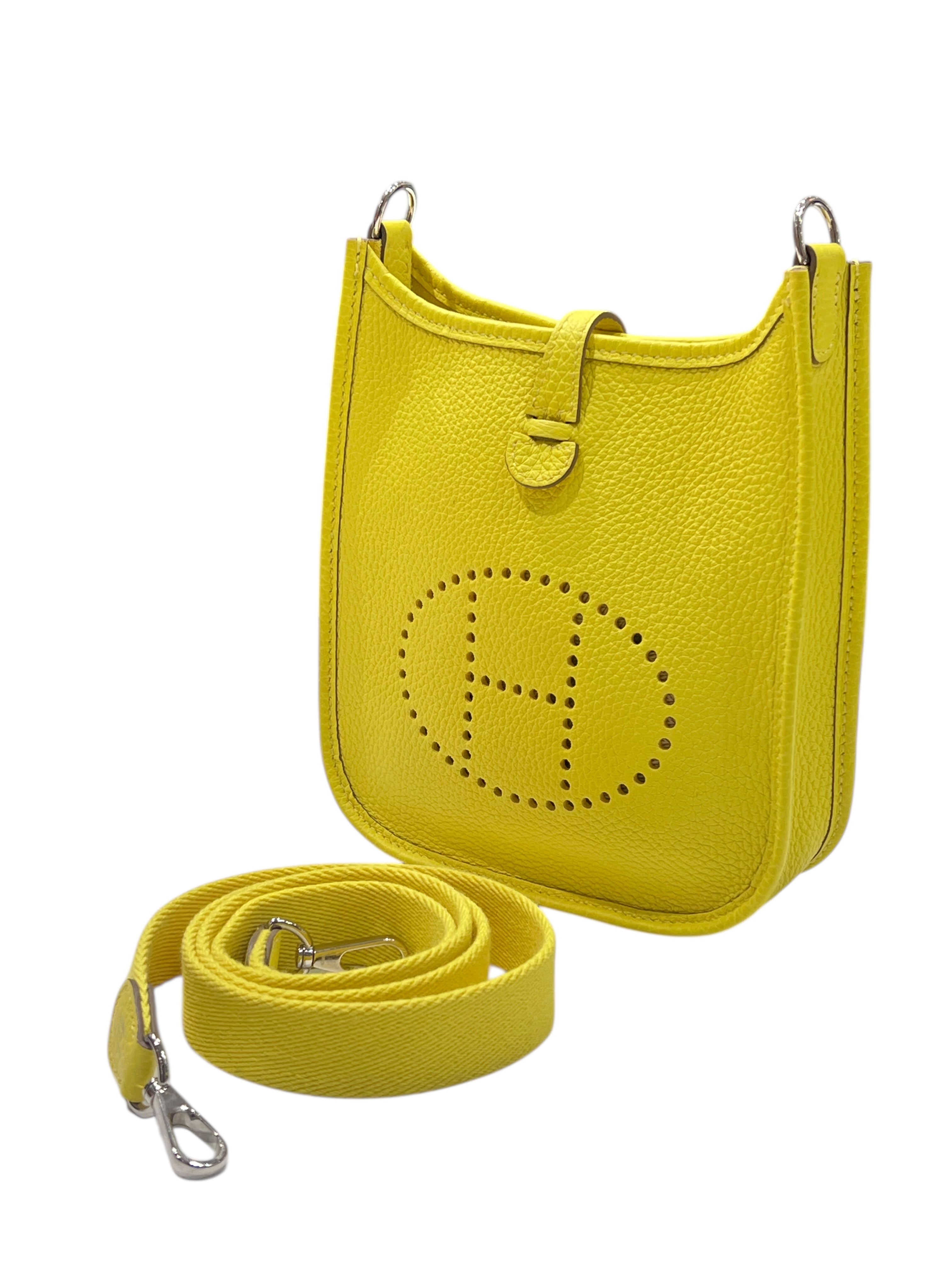 Hermès - sac mini Evelyne 16 jaune lime