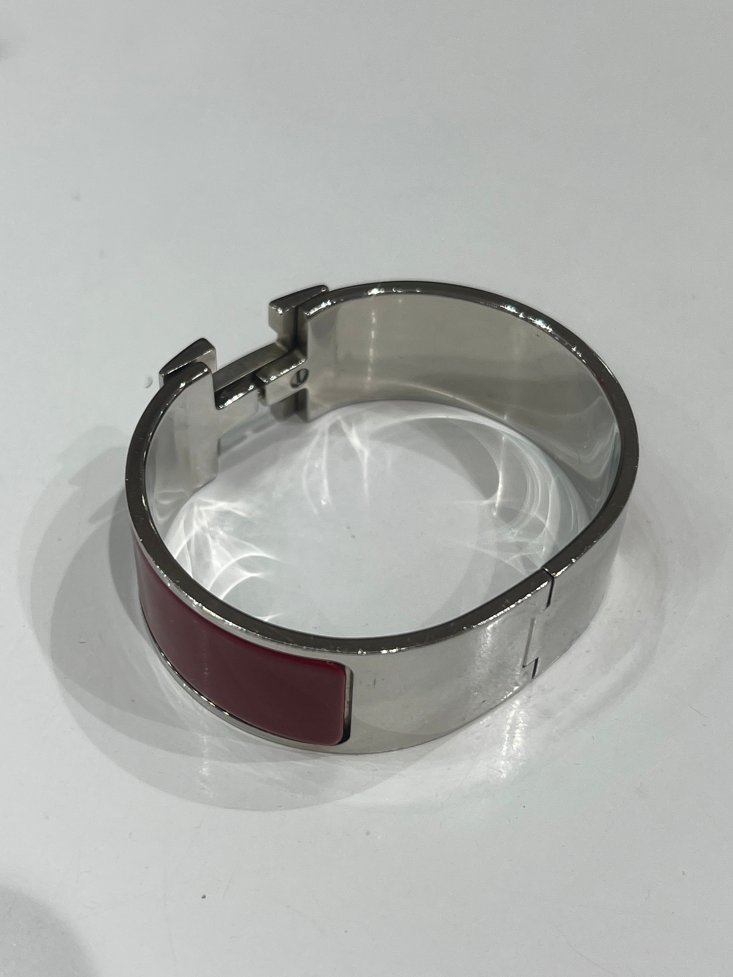 Hermès - bracelet clic clac bordeaux H palladium