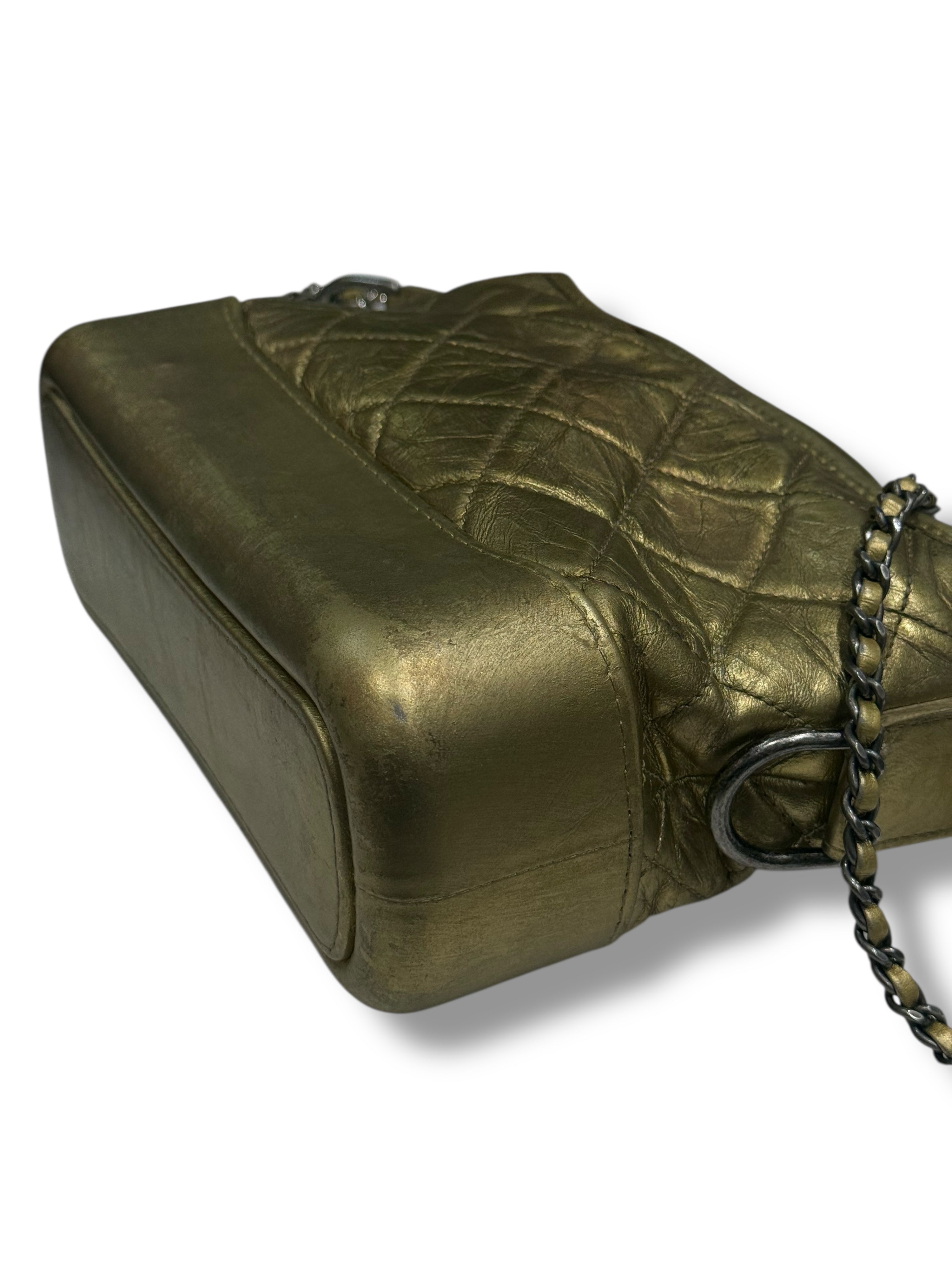 Chanel - Mini Gabrielle bag in quilted matte gold