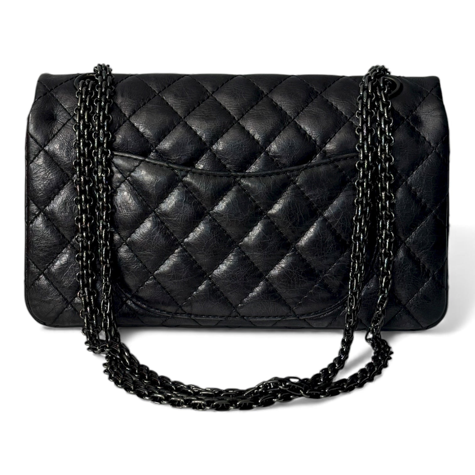 Chanel - Tasche 2.55 ganz schwarz 25 cm