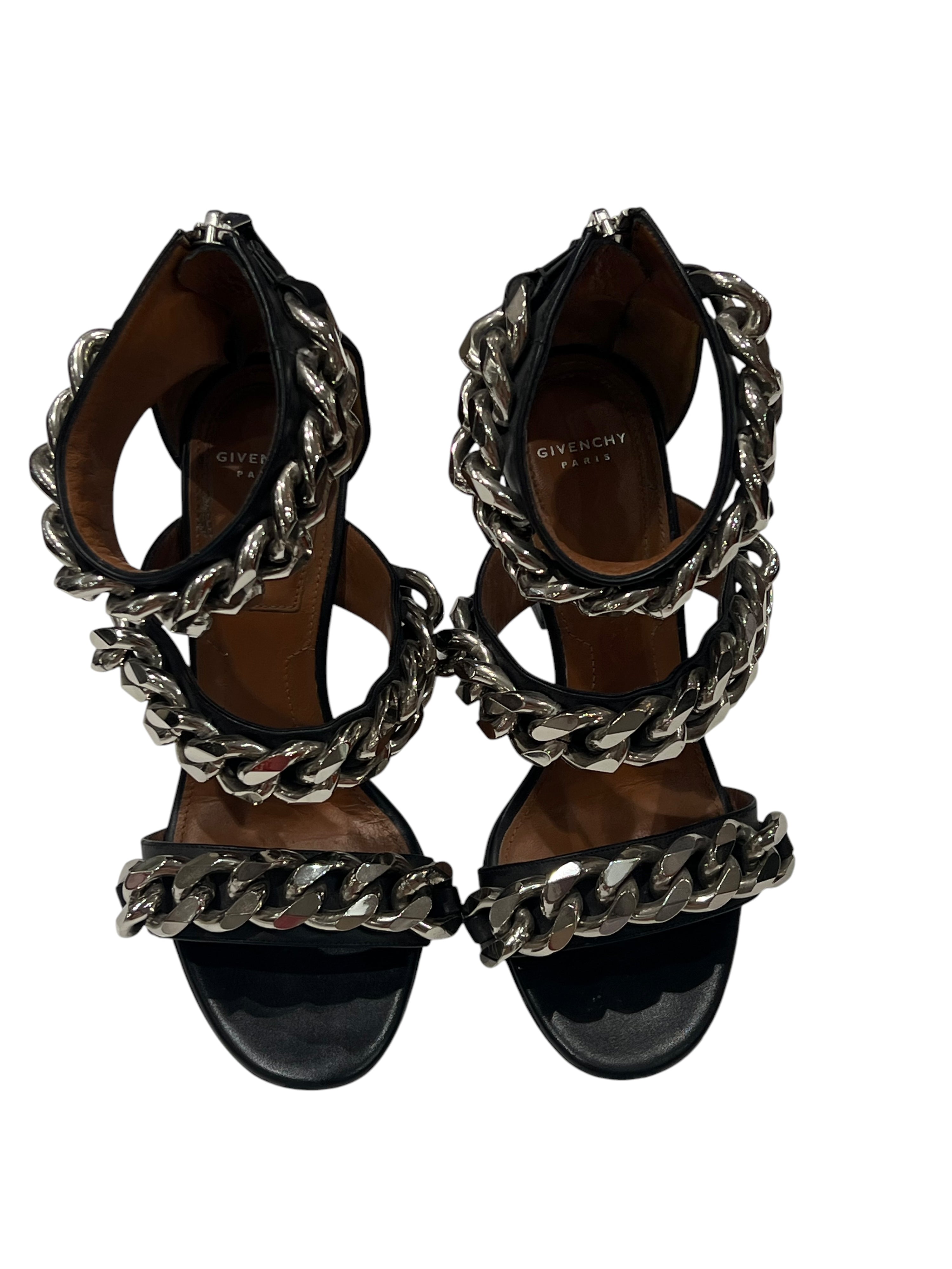 Givenchy – Sandalen mit Absatz und 3 Ketten, Größe 36