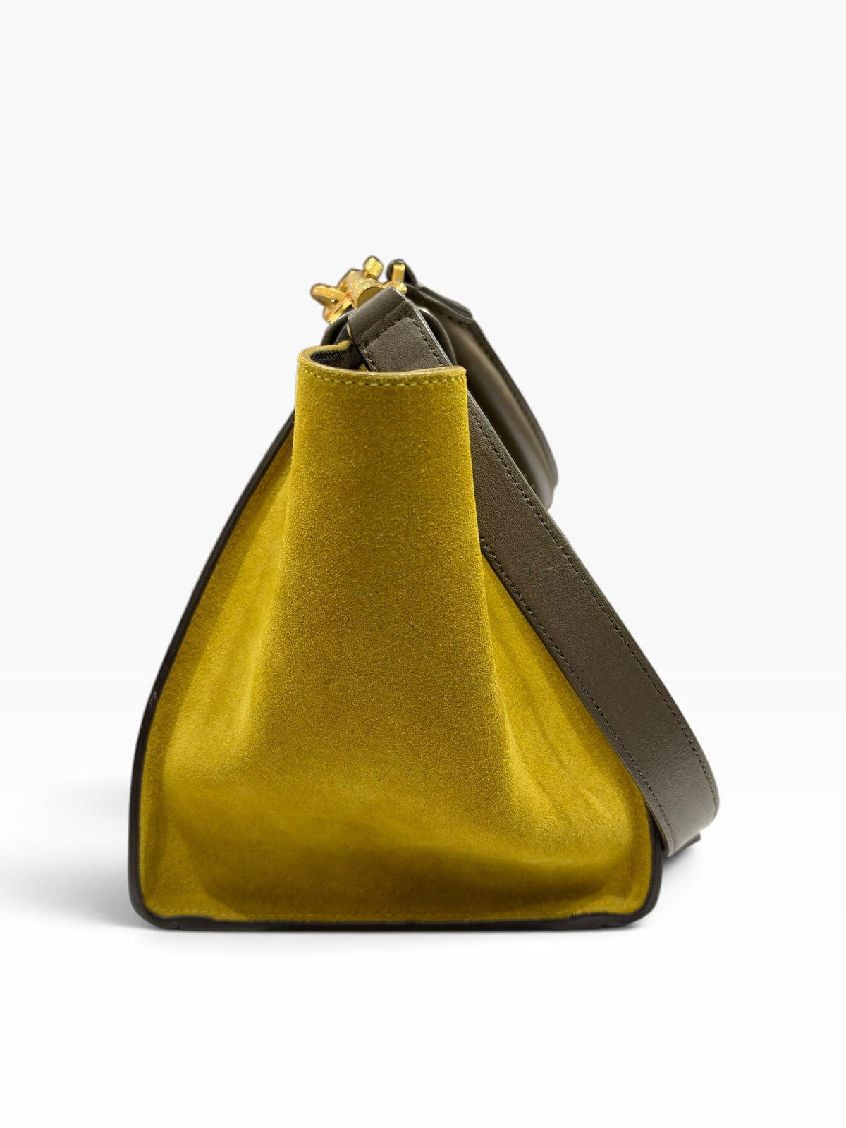 Céline - Sac à main trapèze tricolore en cuir et daim