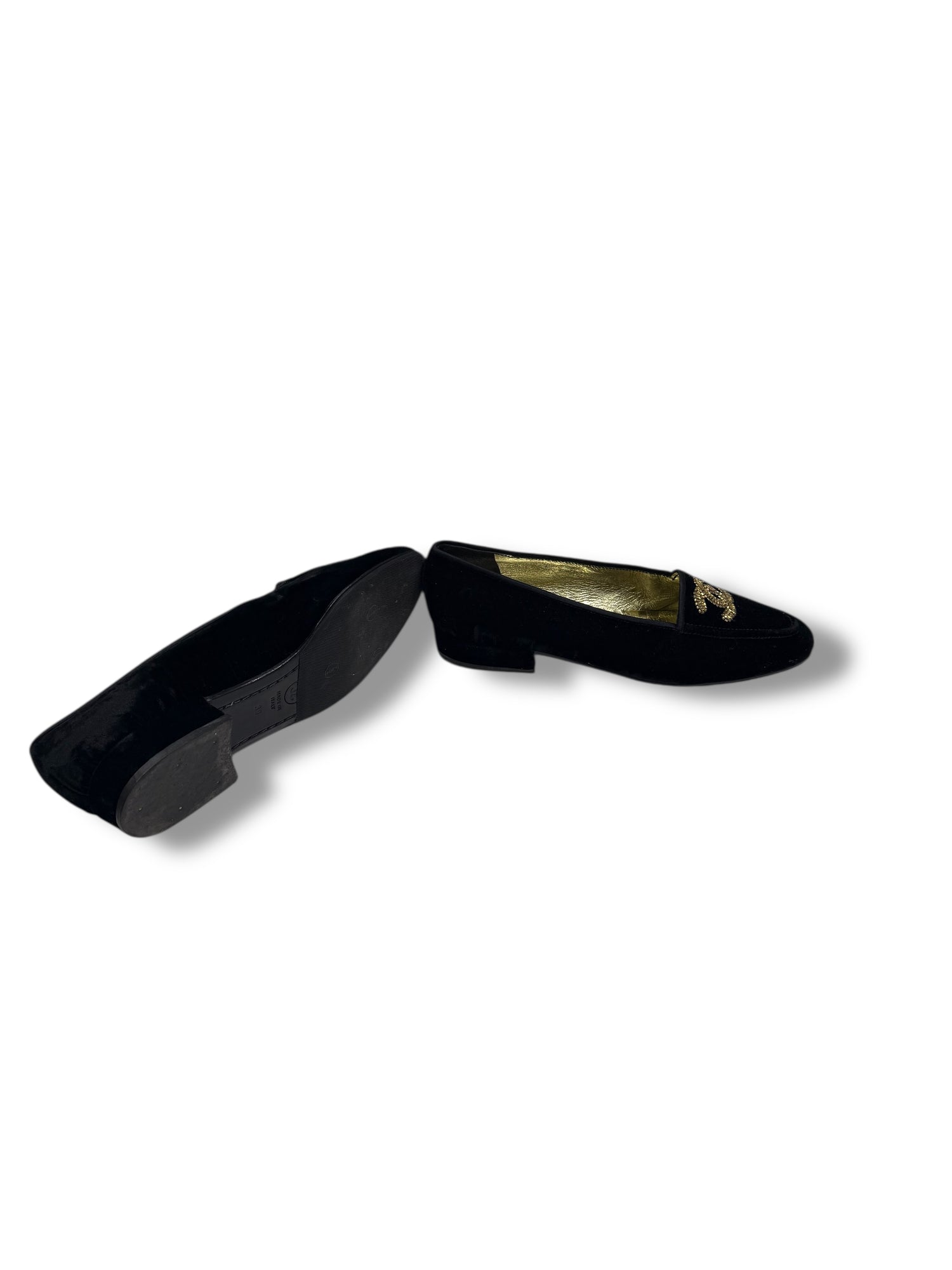 Chanel - Mocassins velours noirs CC T39