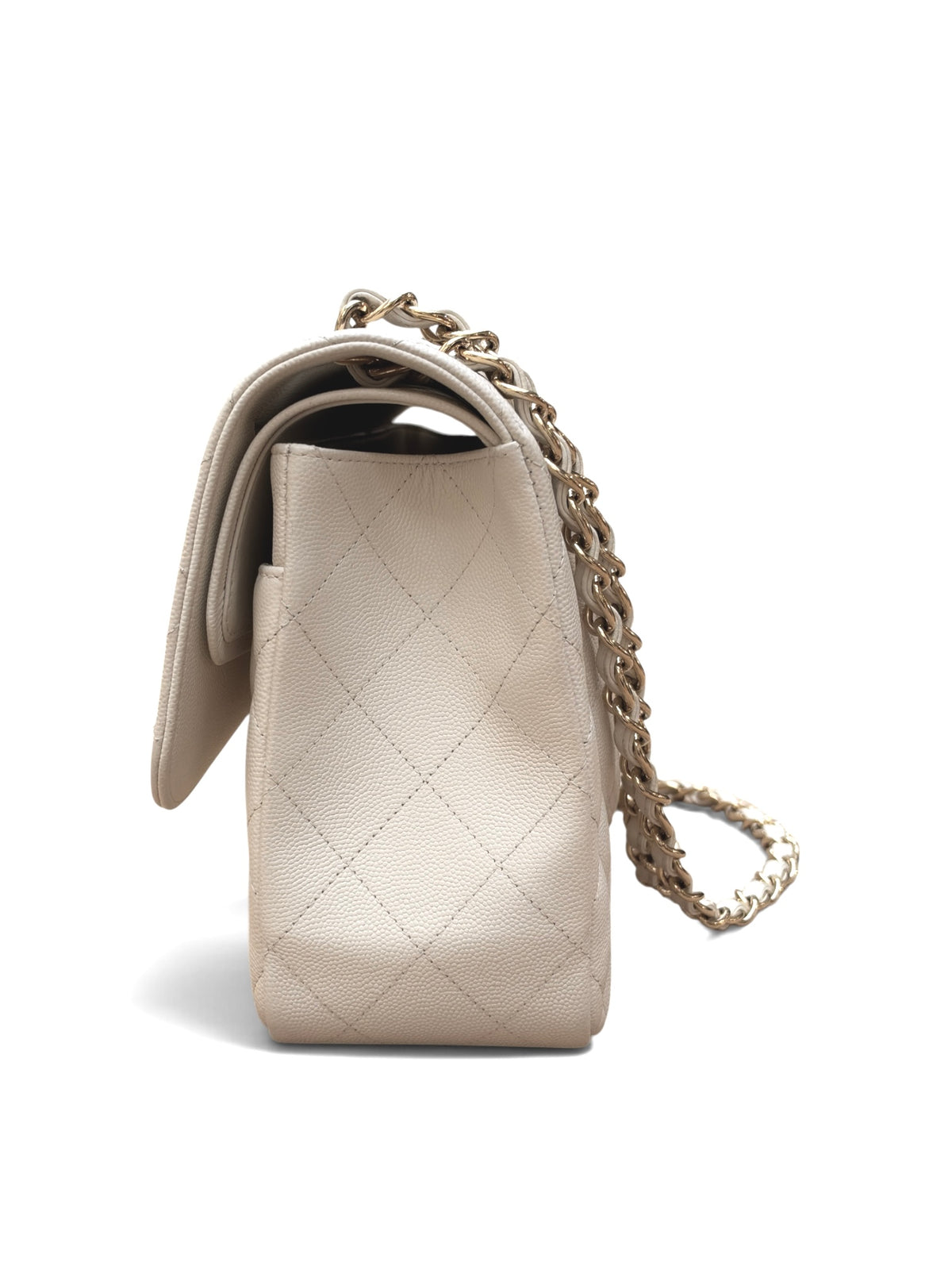 Chanel - Sac Jumbo cuir caviar blanc