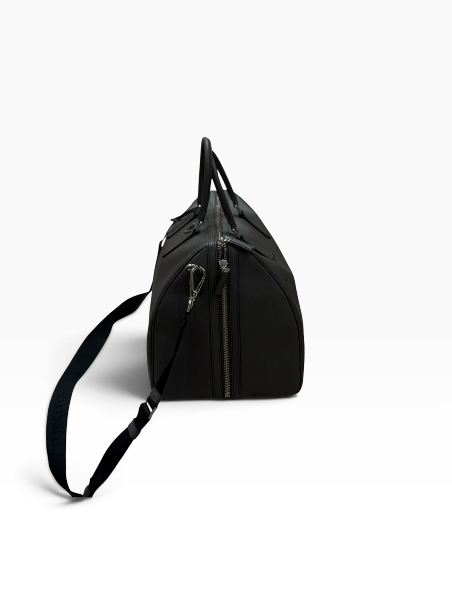 Prada - Sac de voyage 50 Gris marbre en cuir saffiano