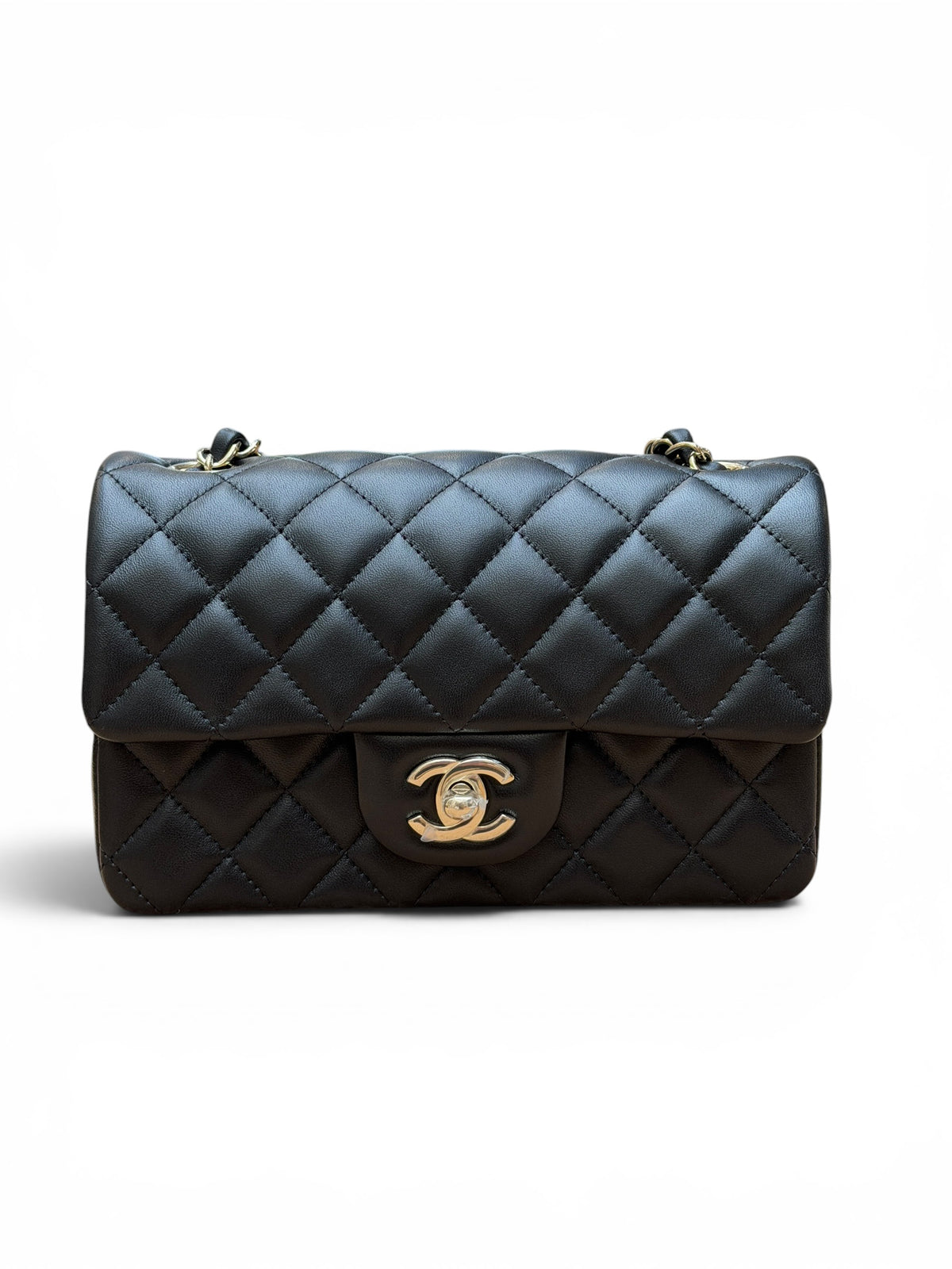 Chanel – kleine rechteckige Tasche in Champagner