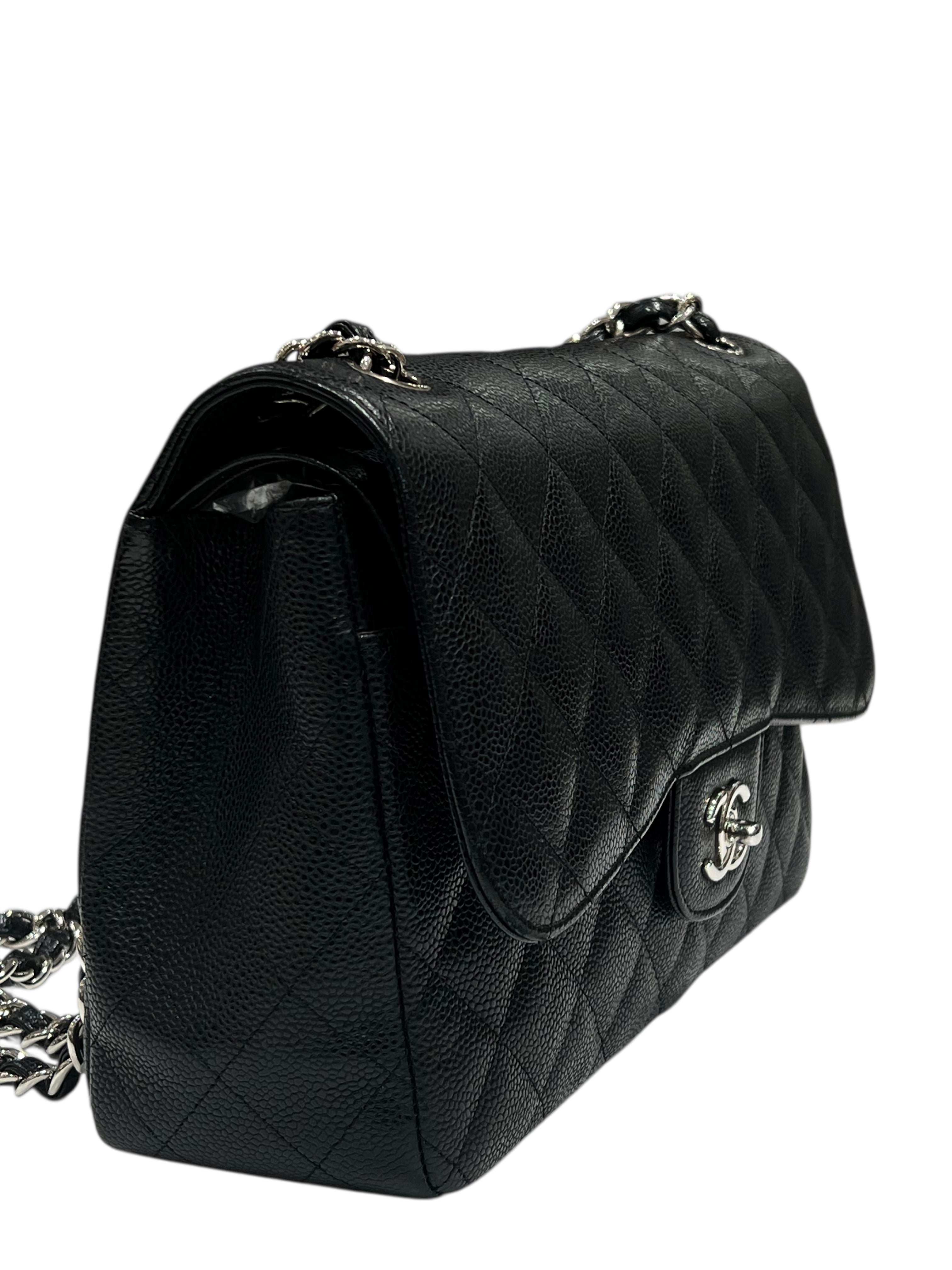 Chanel - sac classique jumbo cuir caviar noir