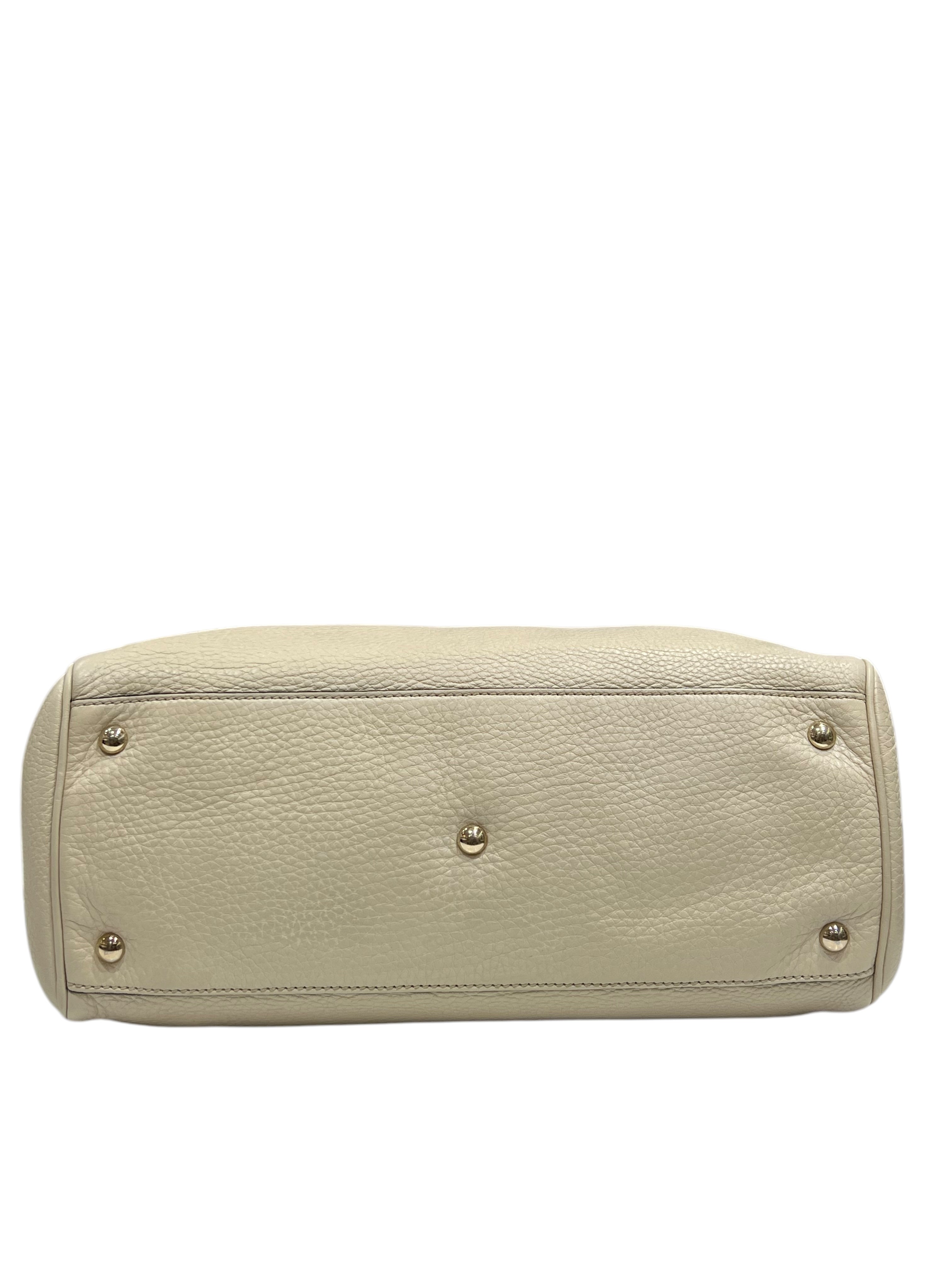 Gucci - sac cabas cuir beige, anses bambou